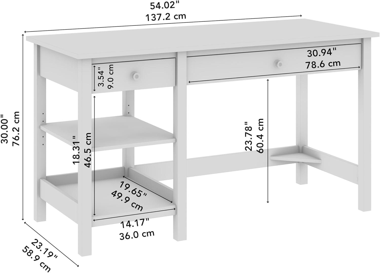 54W Mayfield Computer Desk with Shelves Shiplap Gray/Pure White - Bush Furniture
