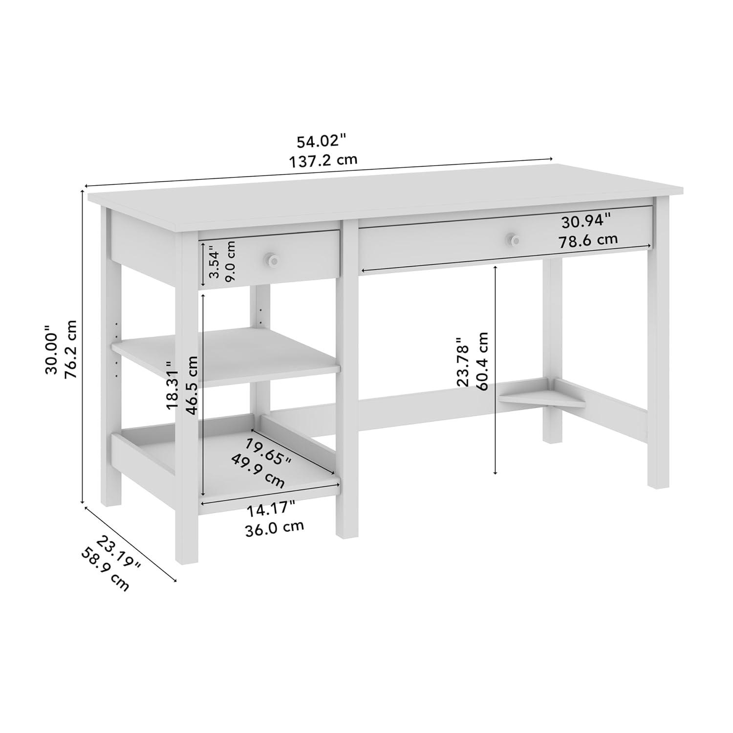 54W Mayfield Computer Desk with Shelves Shiplap Gray/Pure White - Bush Furniture