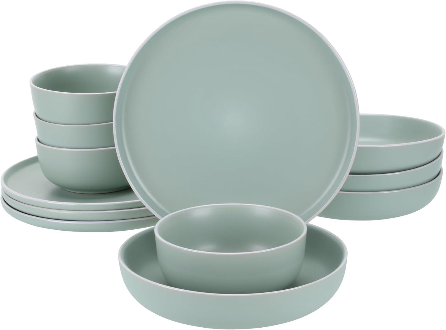 Gibson Home Canyon Crest 12-Piece Stackable Matte Melamine Dinnerware Set