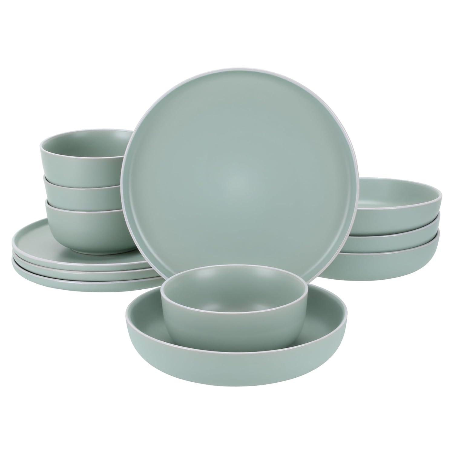 Gibson Home Canyon Crest 12-Piece Stackable Matte Melamine Dinnerware Set