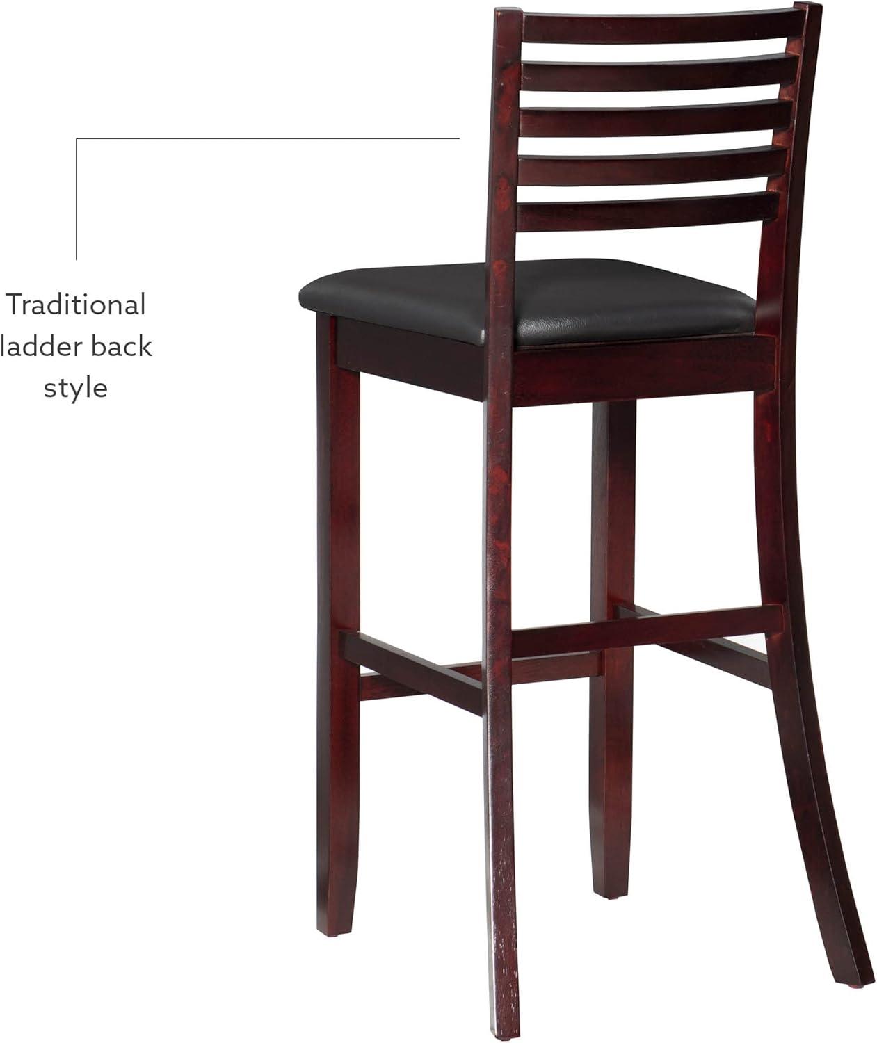 30" Torino Padded Seat Ladder Back Barstool Upholstered Seat - Espresso Wood - Linon