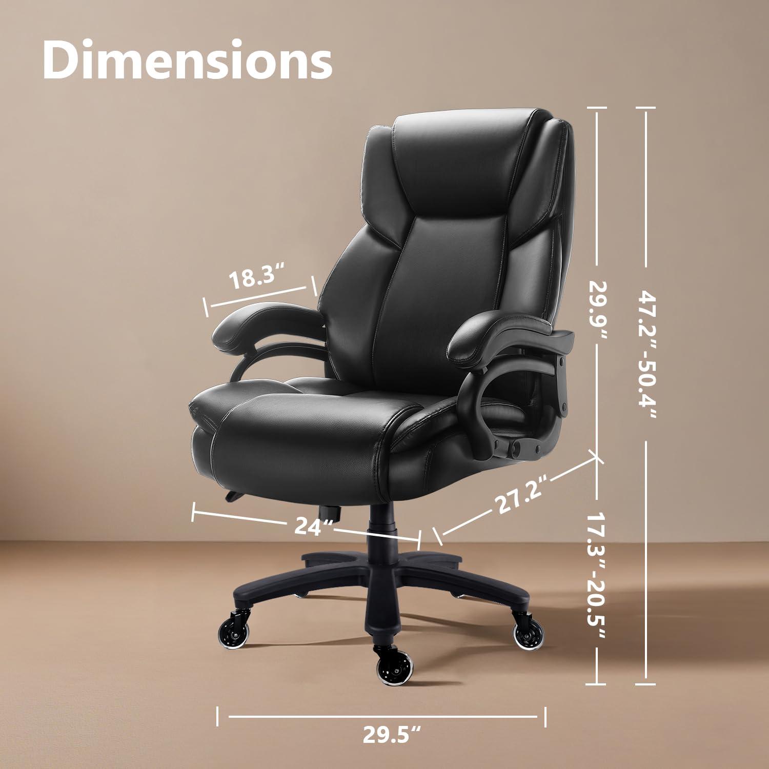 Waleaf Heavy Duty Big and Tall Office Chair 500lbs with Adjustable Lumbar Support,High Back Office Chair for Adults