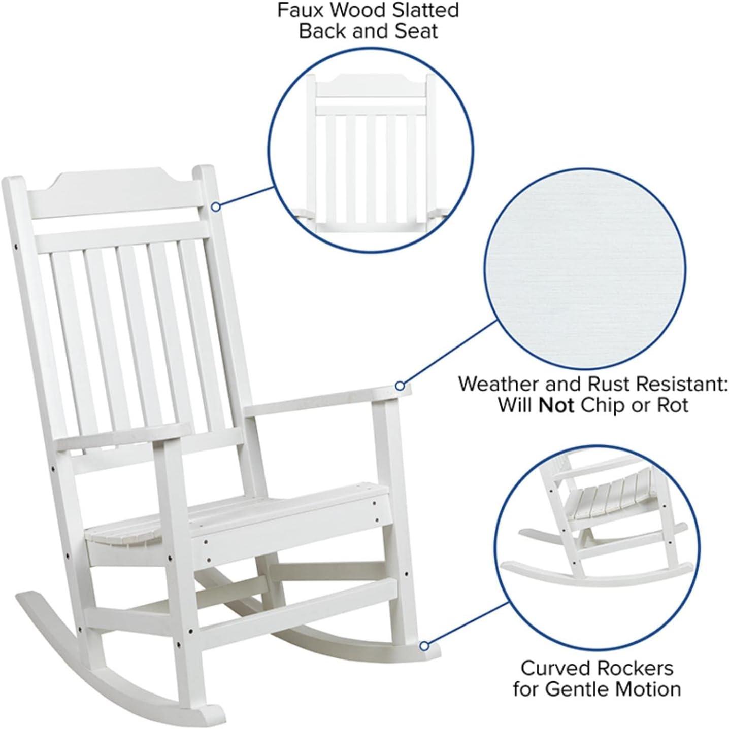 Winston White Poly Resin Wood Rocking Chair with Cushions