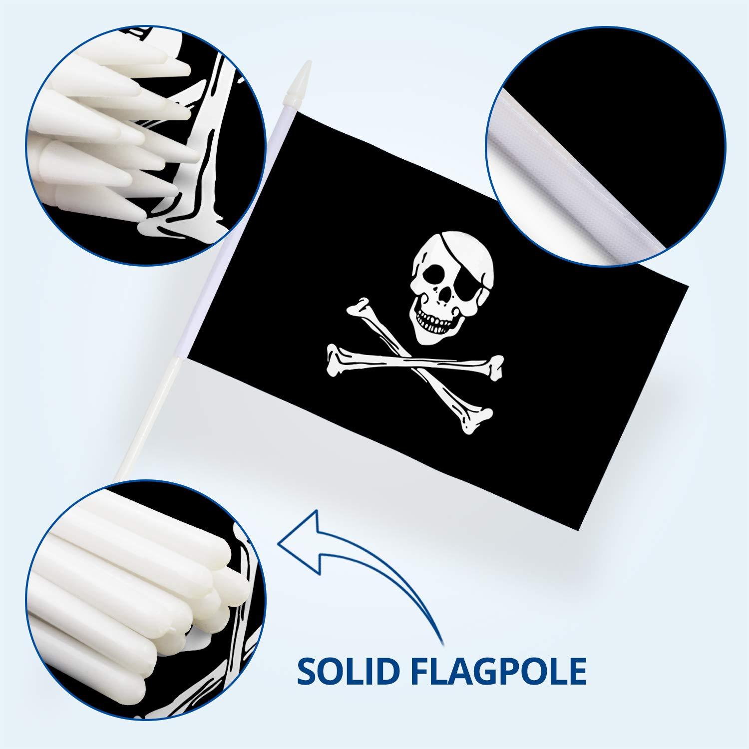 ANLEY Pirate Stick 2-Sided Polyester 5" x 8" House Flag (Set of 12)