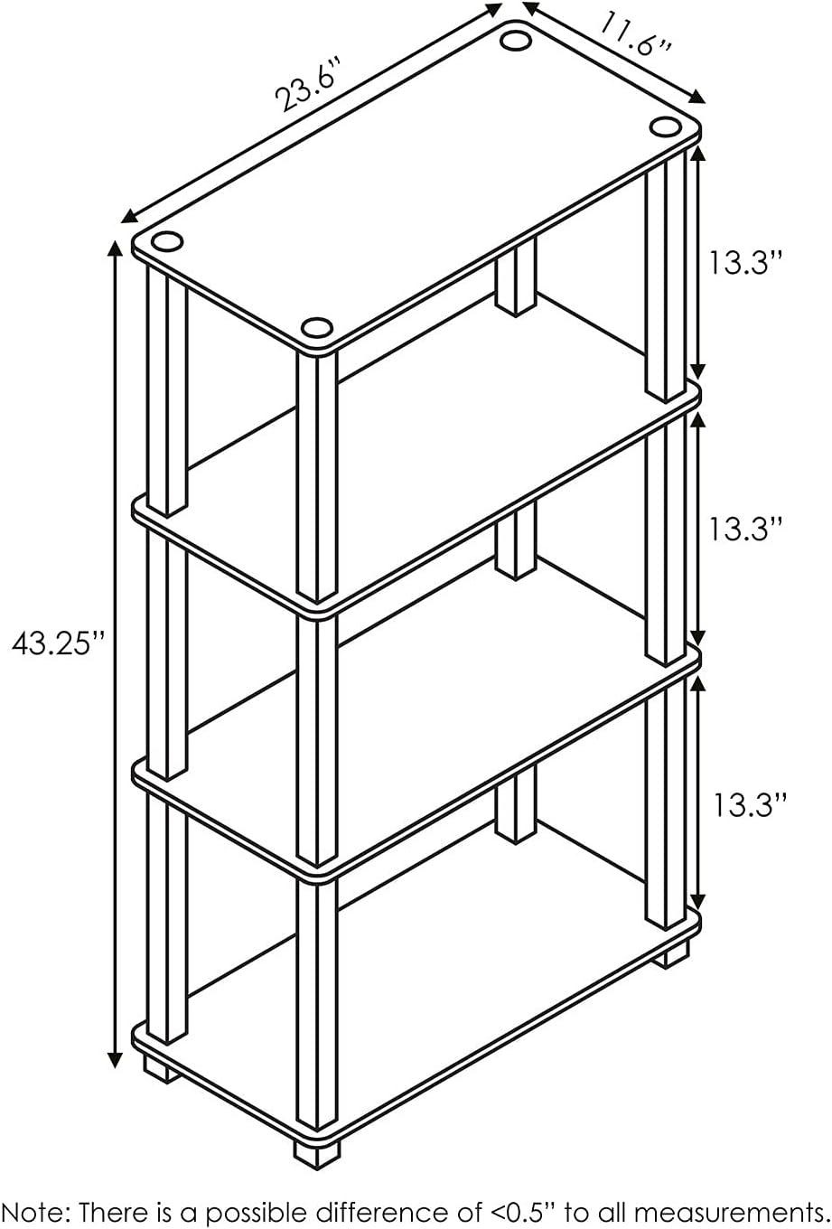 Furinno 4-Tier Open Decorative Bookshelf Multipurpose Display Rack,Americano