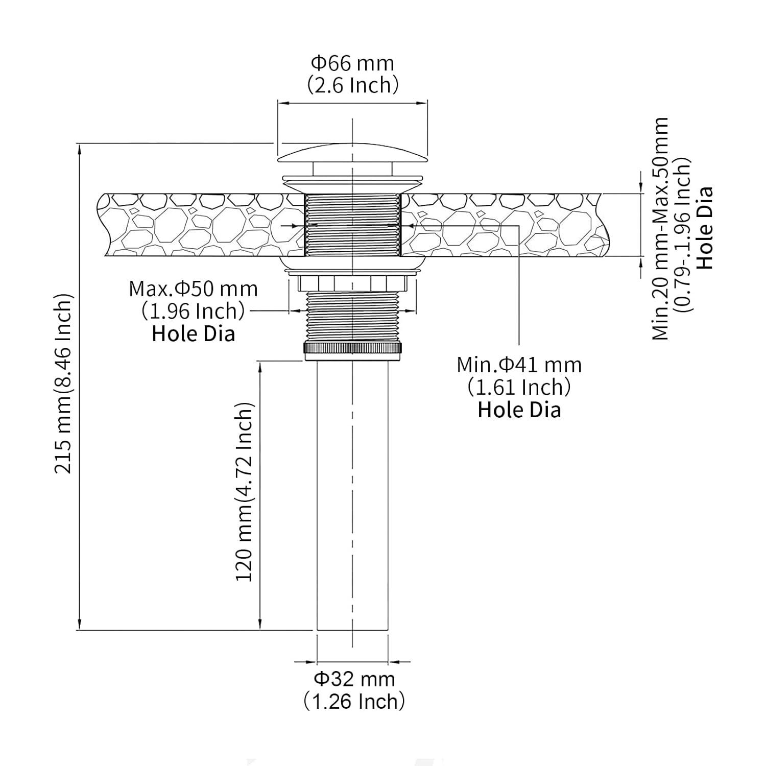 JONKEAN Bathroom Pop Up Drain Without Overflow,Vanity Vessel Sink Drain with Detachable Strainer Basket,Pop Up Drain Stopper Hair Catcher, Built-in Anti-Clogging Strainer(Brushed Gold)