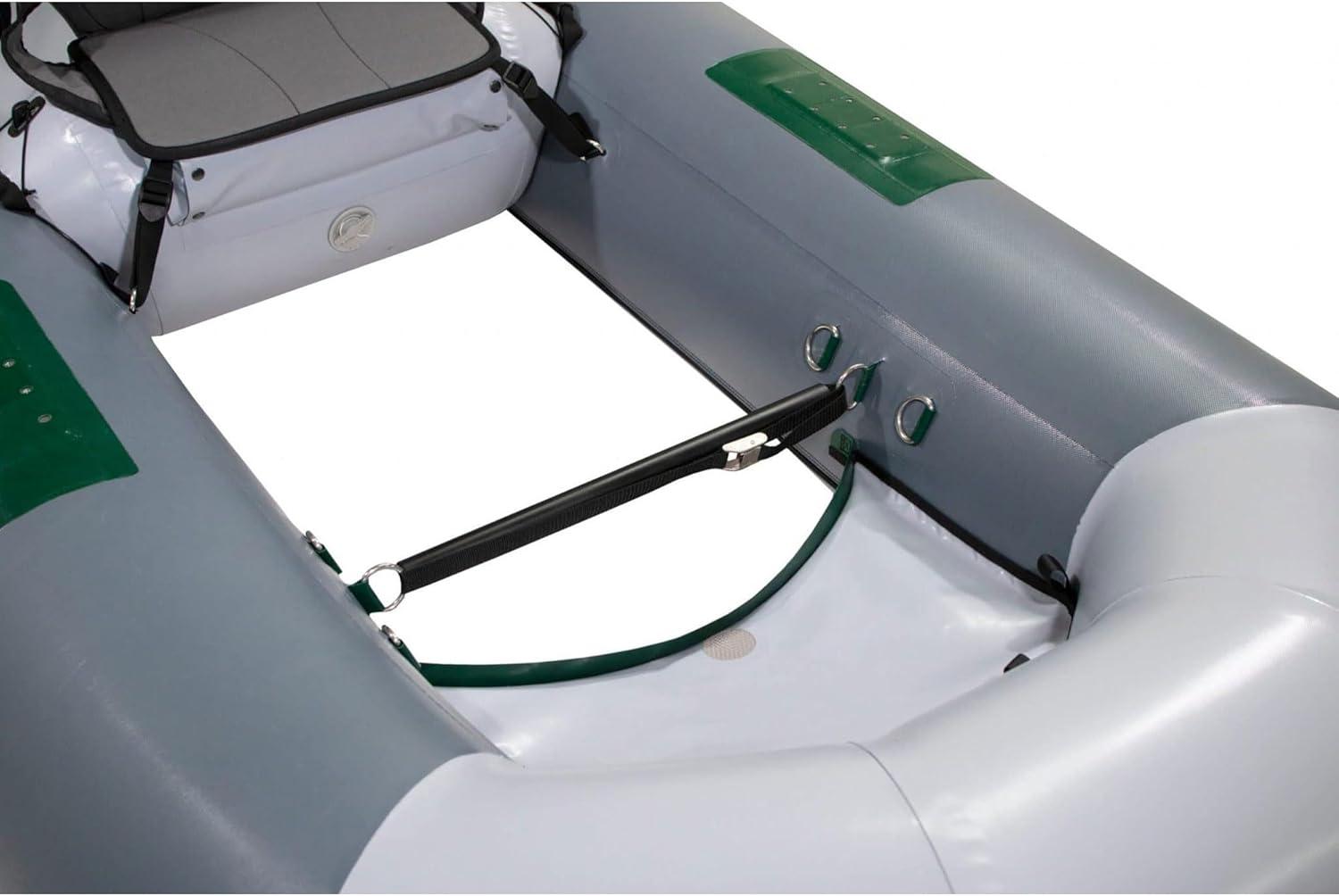 Gray Inflatable Fishing Raft with High-Back Seat