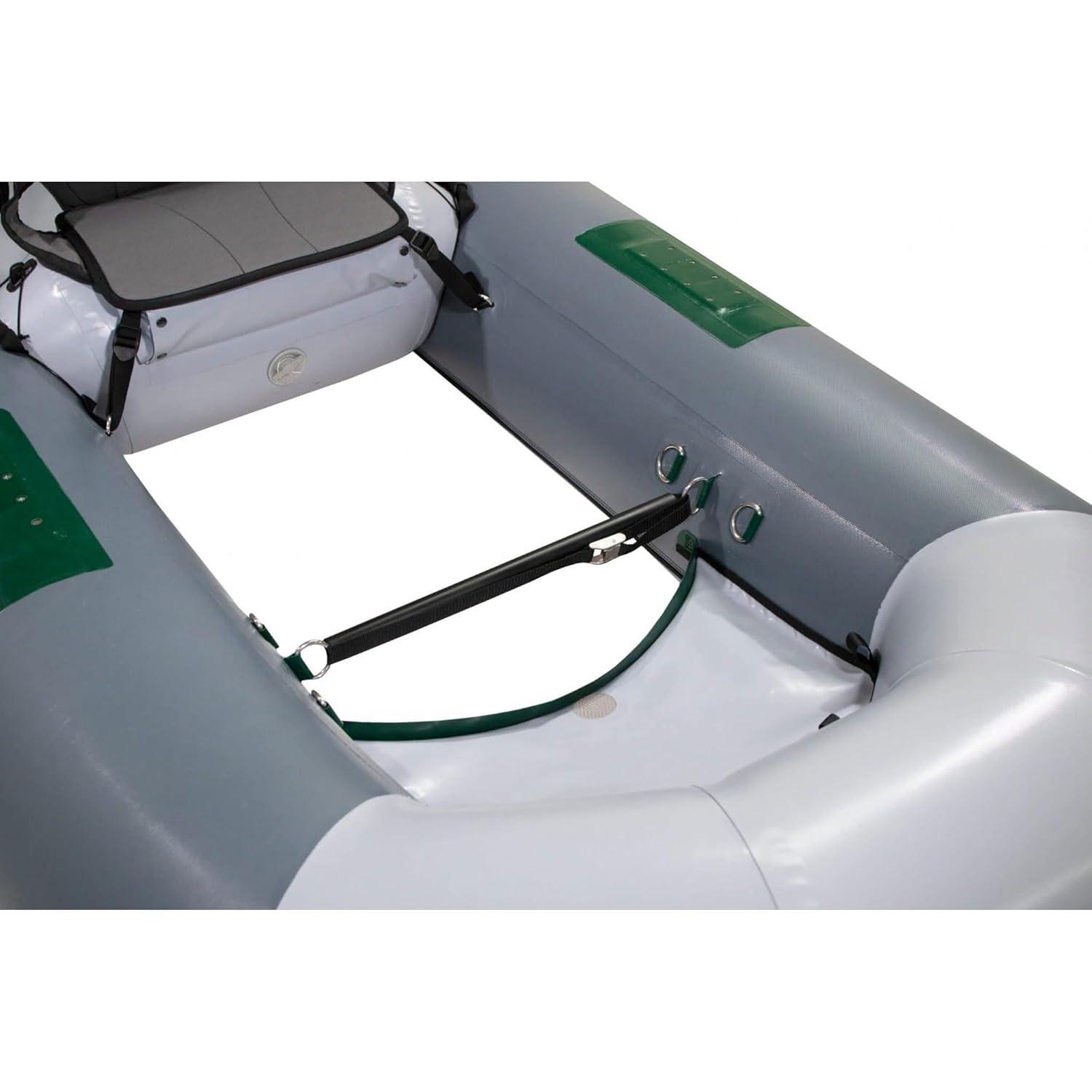 Gray Inflatable Fishing Raft with High-Back Seat