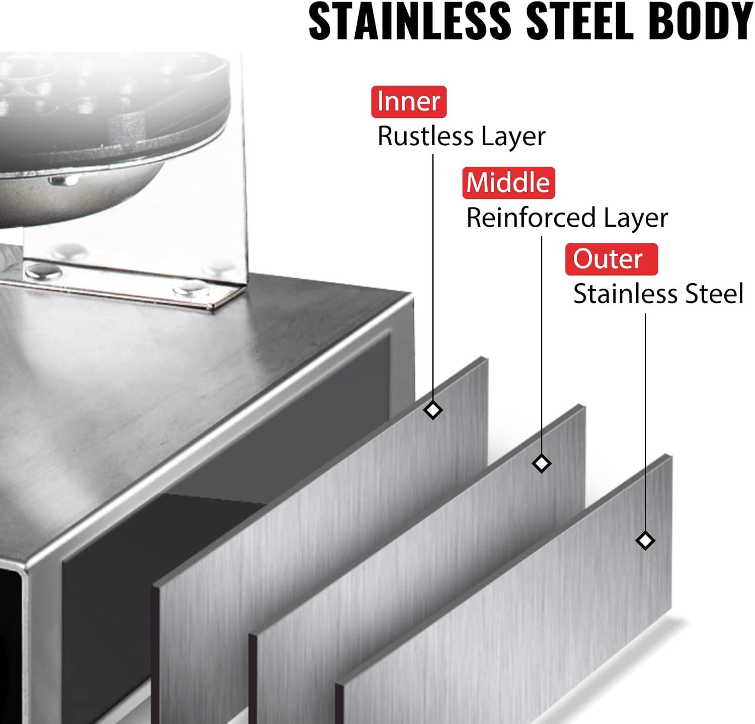 VEVOR Commercial Bubble Waffle Maker, 1400W Egg Bubble Puff Iron w/ 180° Rotatable 2 Pans & Wooden Handles, Stainless Steel Baker w/Non-Stick Teflon Coating, 50-250℃/122-482℉ Adjustable