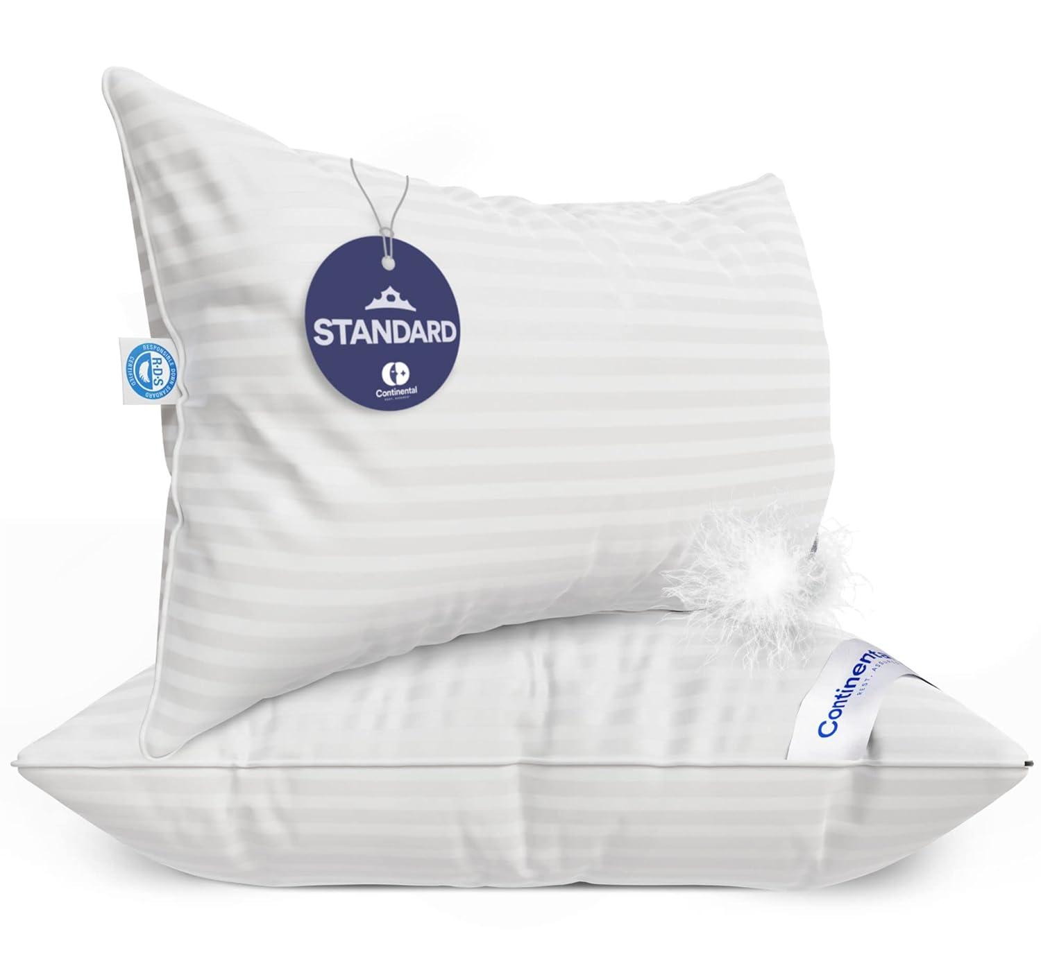 Continental Mfg. Co. Superior Down 700 Fill Power Hungarian White Goose Down Pillow, 2 Pack (Set of 2)