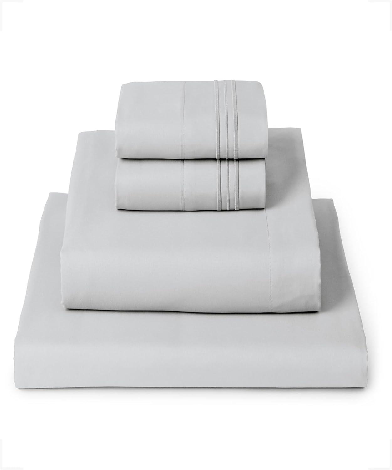 Mellanni Brushed Microfiber Sheet Set, Queen, Light Gray, 4 Piece