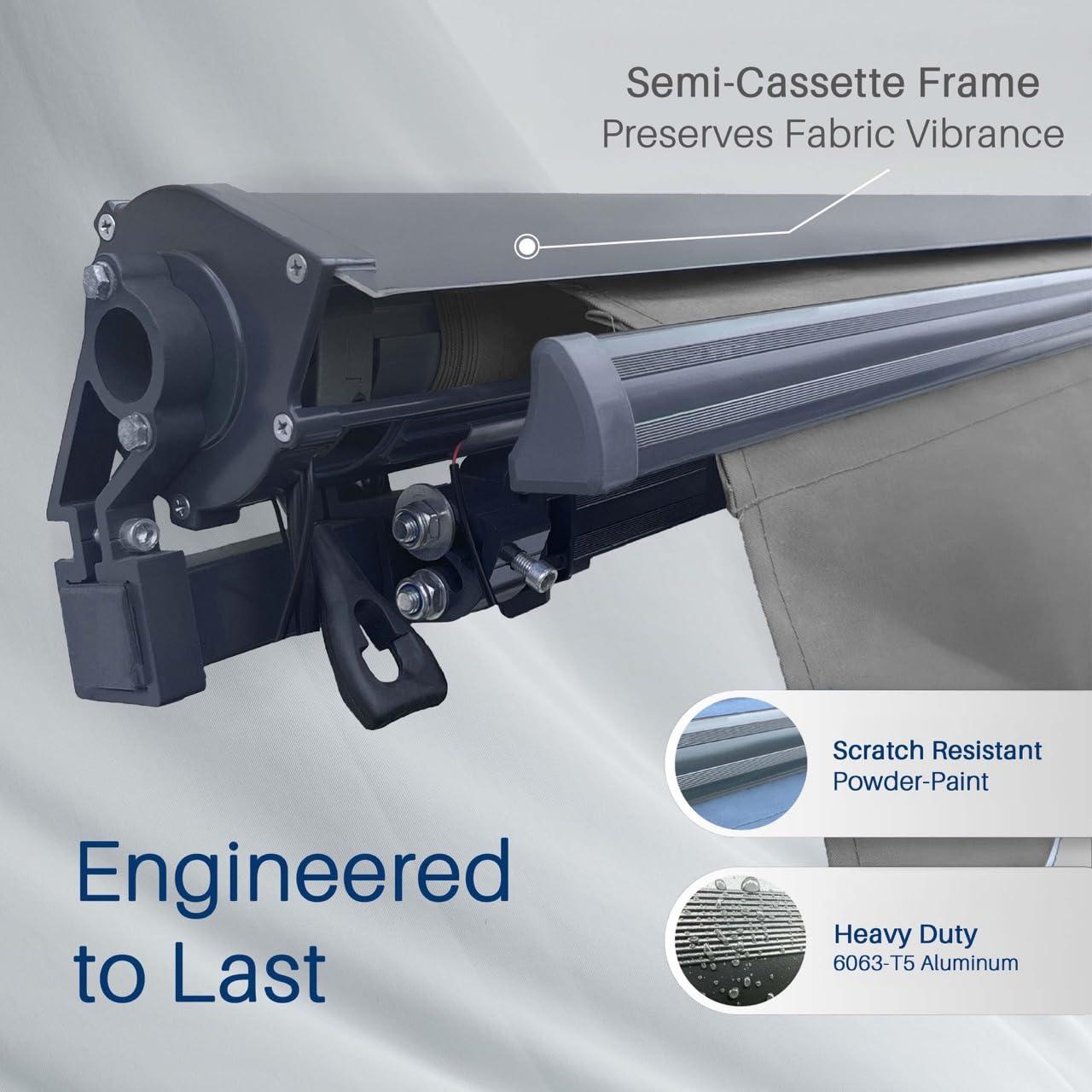 ALEKO Motorized Retractable Patio Awning- Black Frame