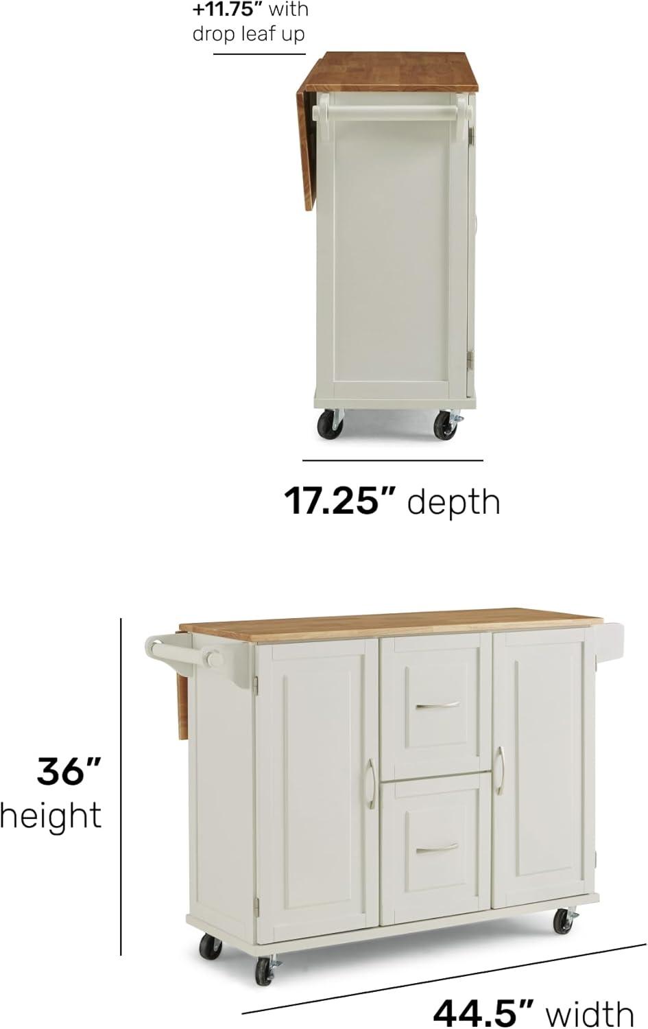 Homestyles Dolly Madison Wood Kitchen Cart in Off White