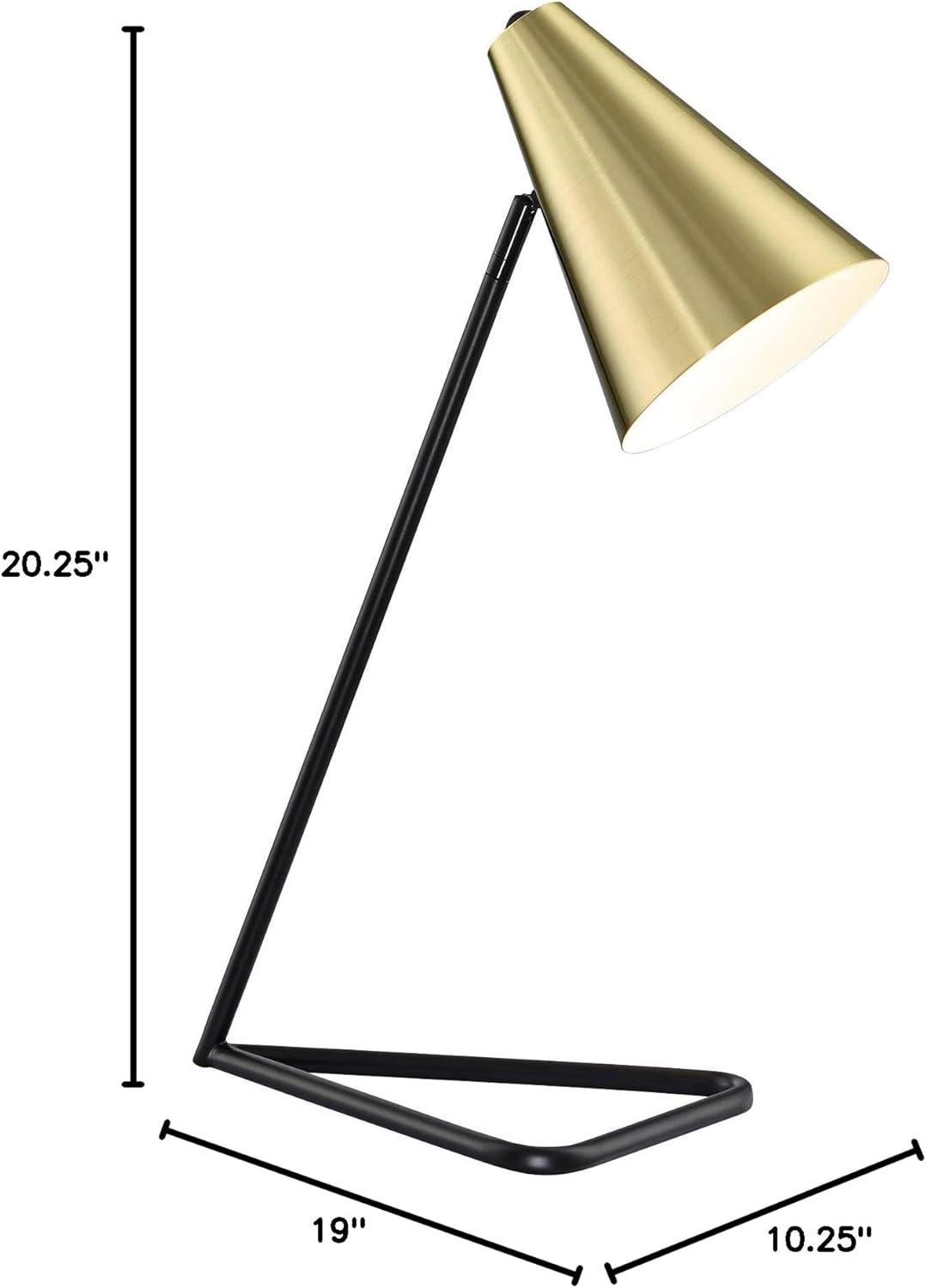 Gold and Black Metal Desk Lamp with Cone Shade