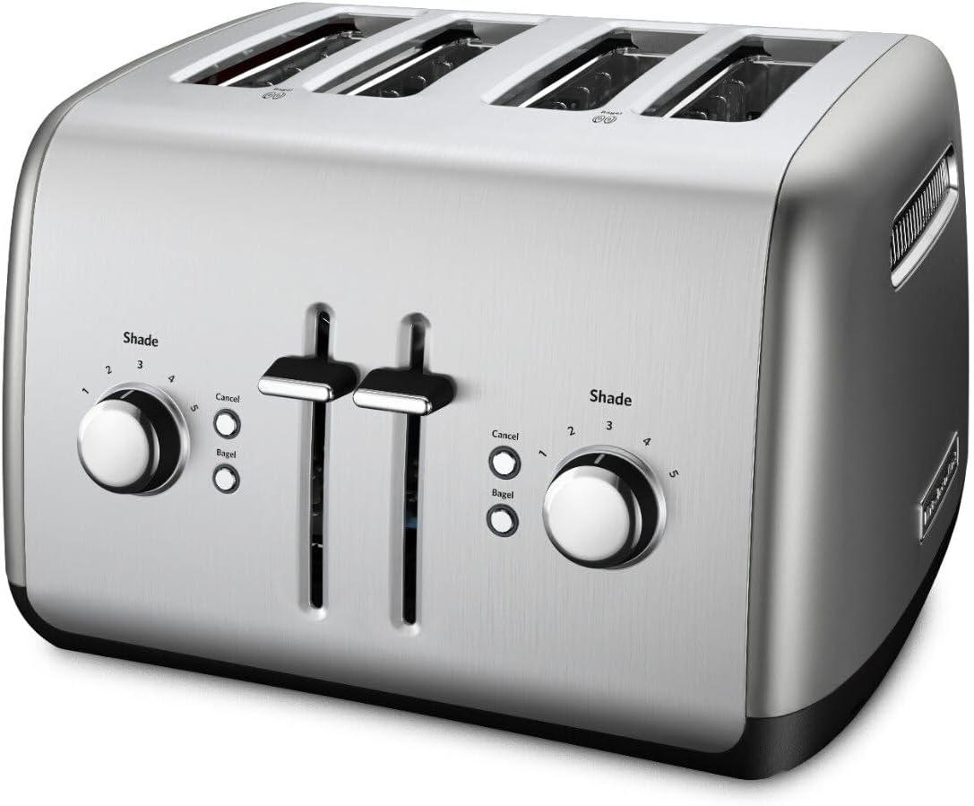 KitchenAid 4-Slice Toaster with Manual High-Lift Lever, Contour Silver, KMT4115