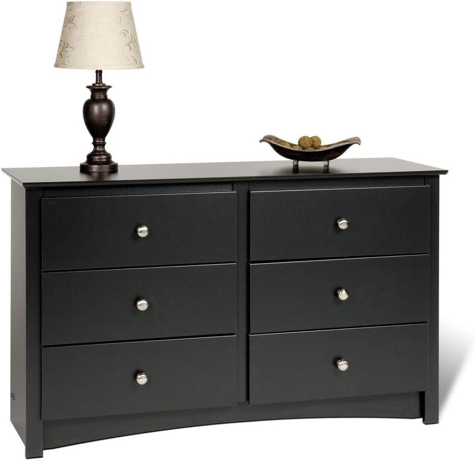 Prepac Sonoma Dresser Black: 6-Drawer Storage, Wood Composite, 29" High Bedroom Furniture