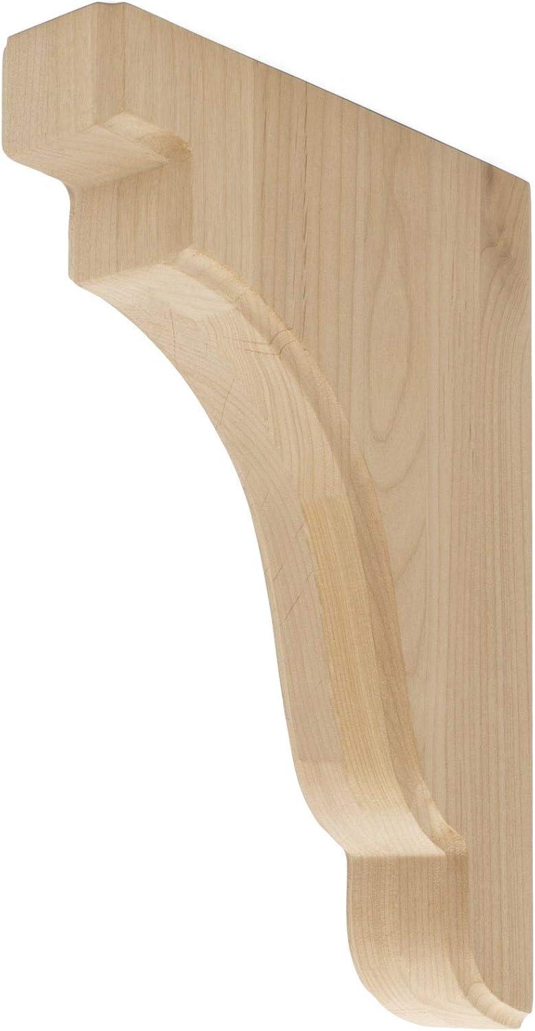 10 in x 1-7/8 in x 7 in Unfinished Small Solid Traditional Plain Wood Bracket Corbel