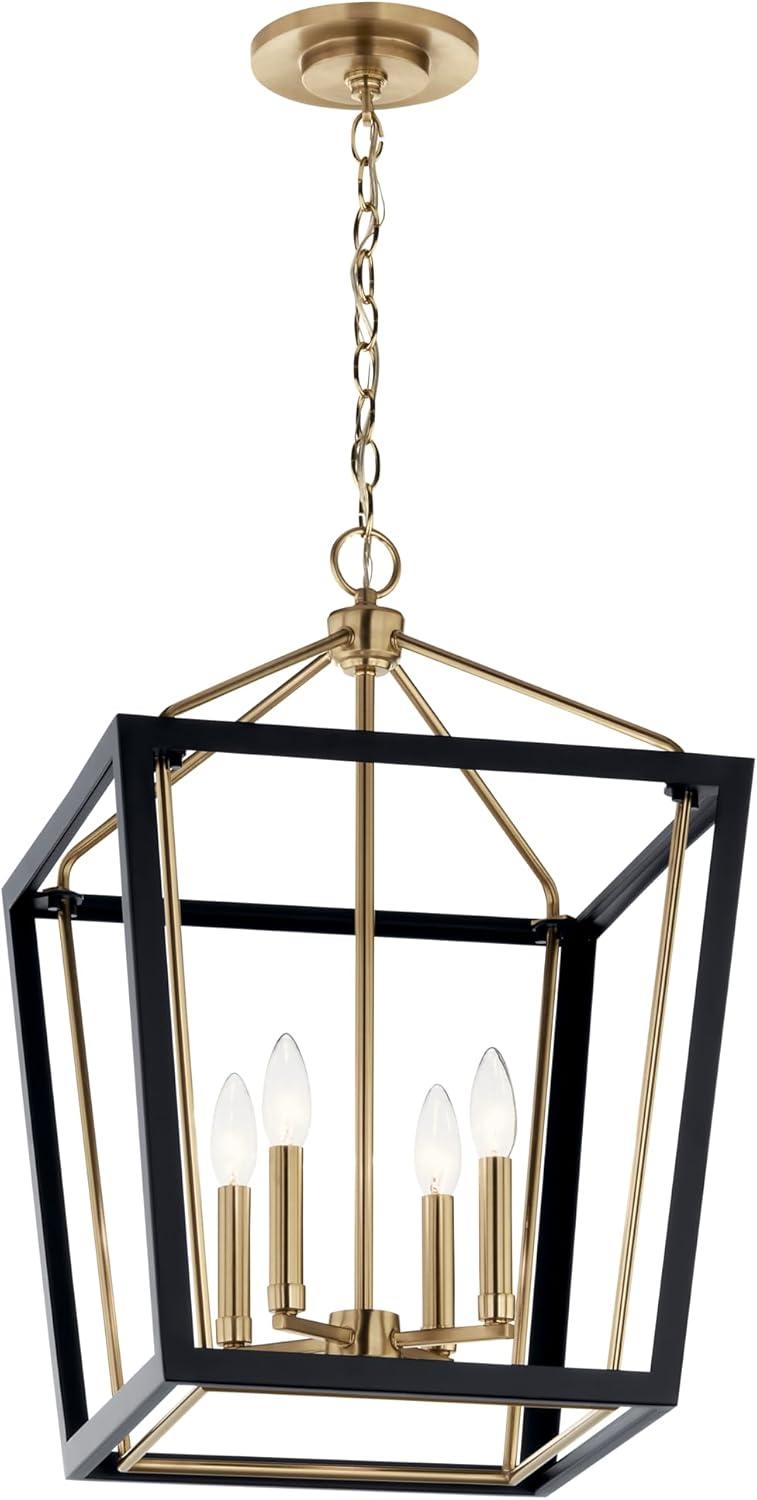 Delvin 24 Inch 4 Light Pendant with Clear Glass in Champagne Bronze and Black