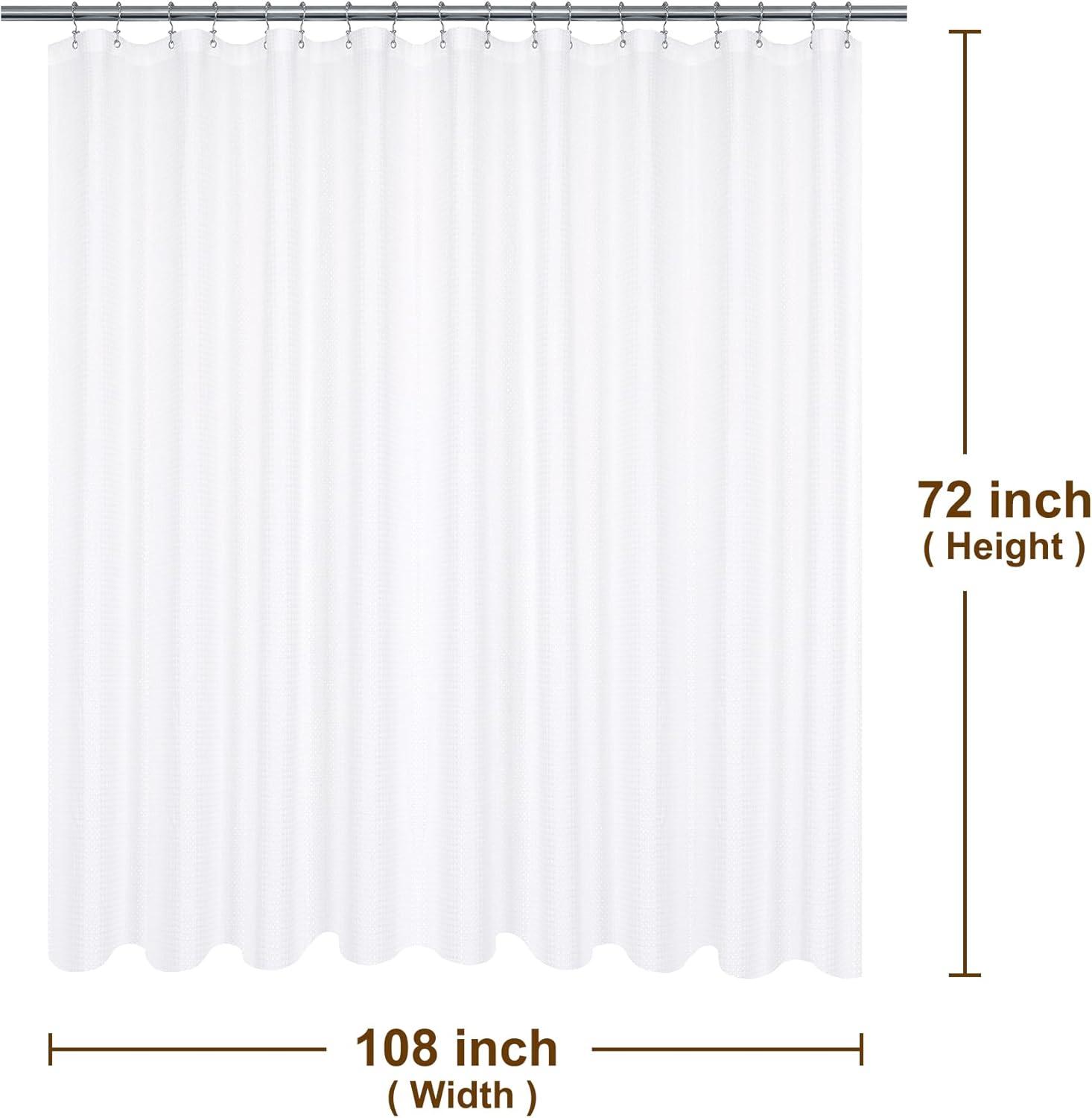 Extra Wide Fabric Shower Curtain 108 X 72 Inch, Waffle Weave, Hotel Luxury Spa, Wat[1151]