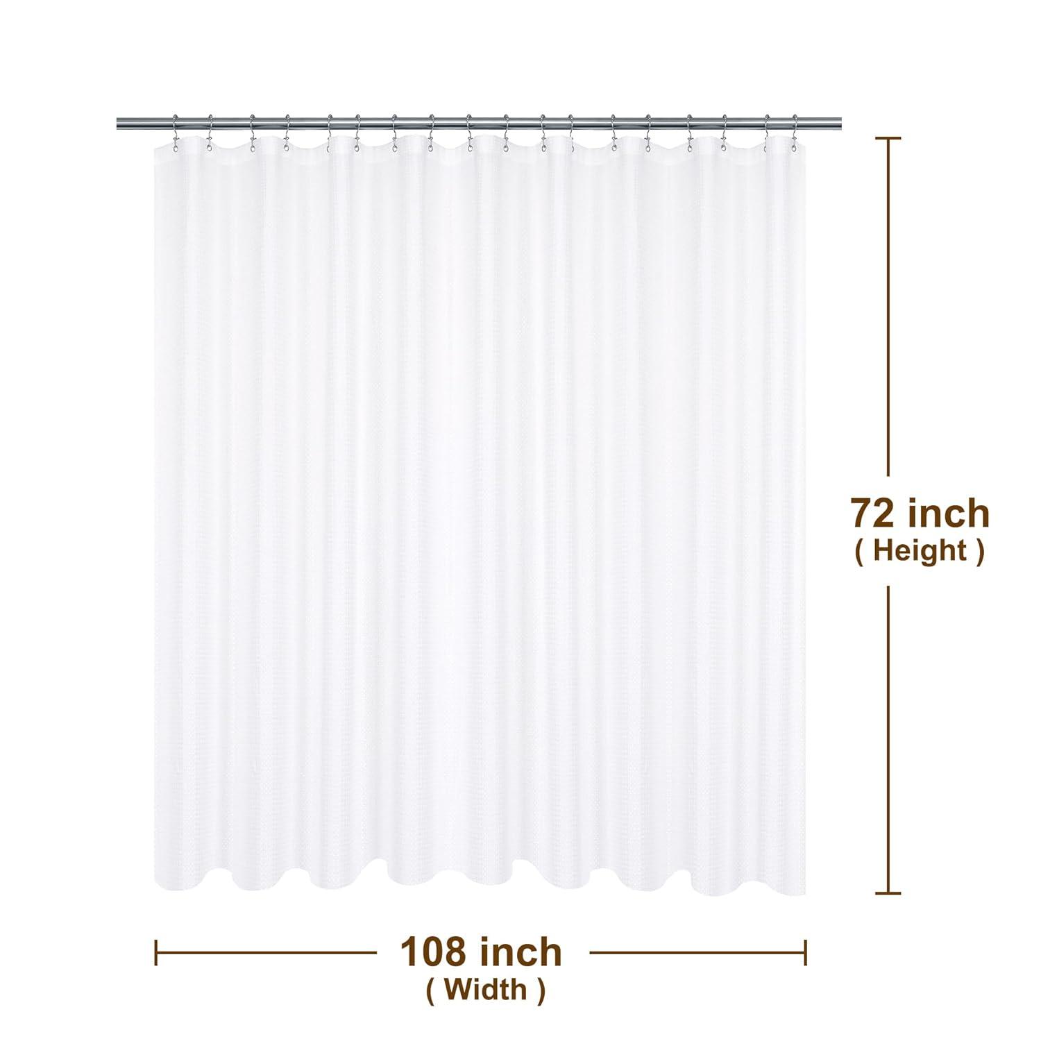Extra Wide Fabric Shower Curtain 108 X 72 Inch, Waffle Weave, Hotel Luxury Spa, Wat[1151]