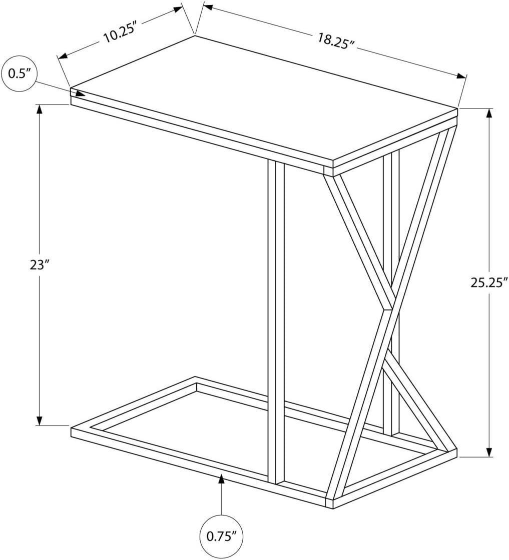 Accent Table C-shaped End Side Snack Living Room Bedroom Metal Brown