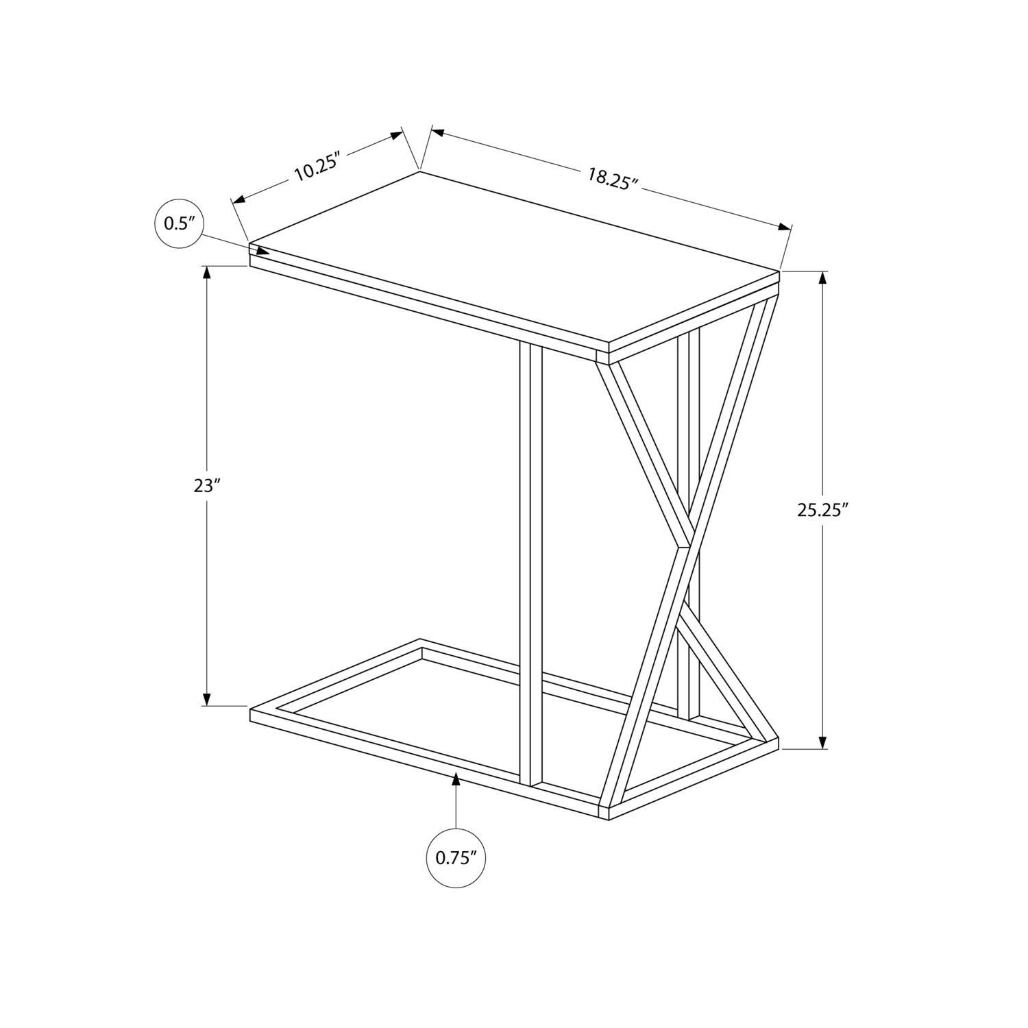 Monarch Specialties ACCENT TABLE - 25"H / DARK TAUPE / BLACK METAL