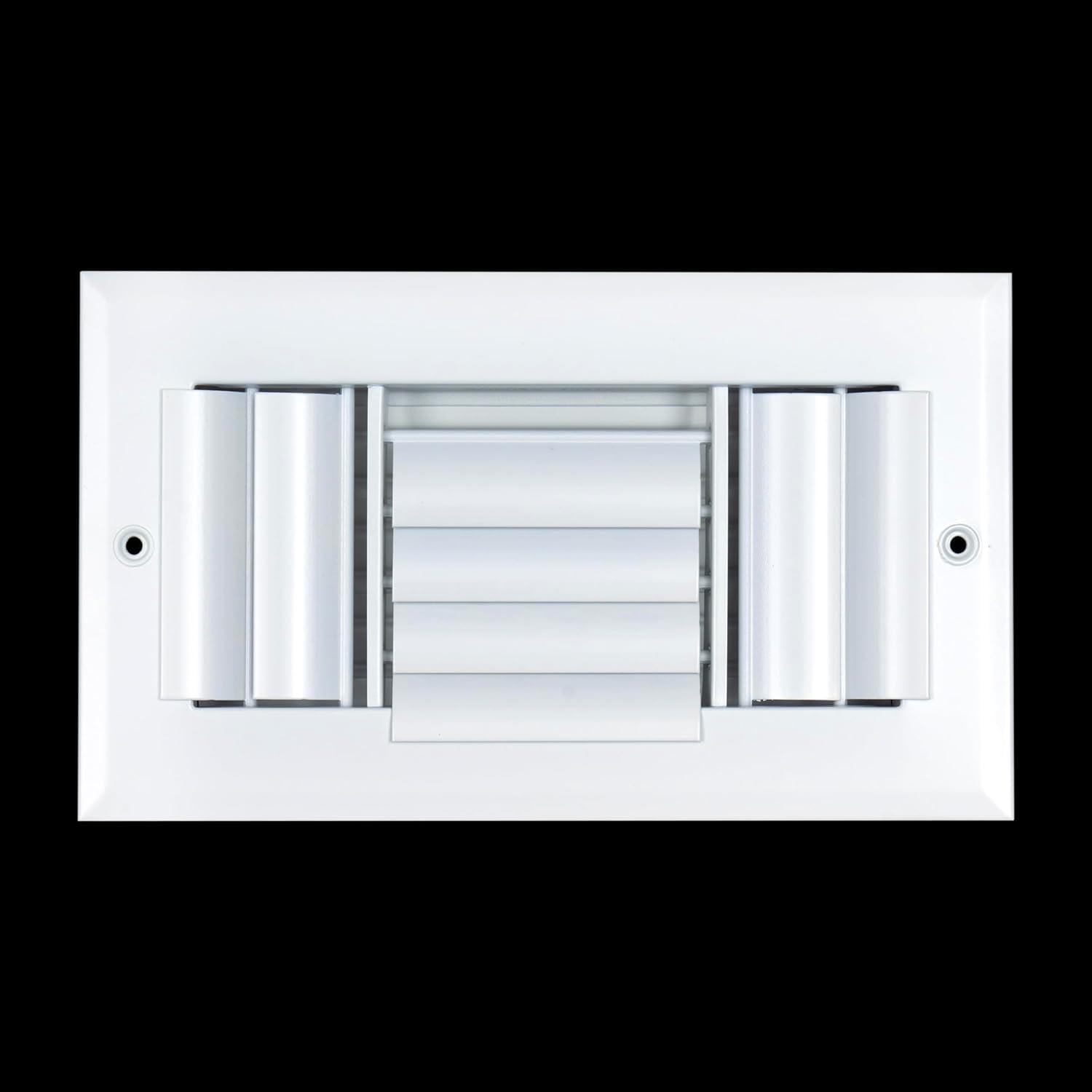 Fits 8x4 Duct Opening Aluminum 3-WAY Adjustable Air Supply Grille by Handua | Curved Blade Register Vent Cover for Sidewall & Ceiling | White | Outer Size: 9.75" X 5.75"