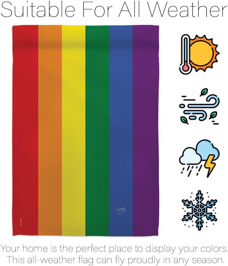 Breeze Decor 15100 Rainbow 2-Sided Vertical Impression House Flag - 28 x 40 in.