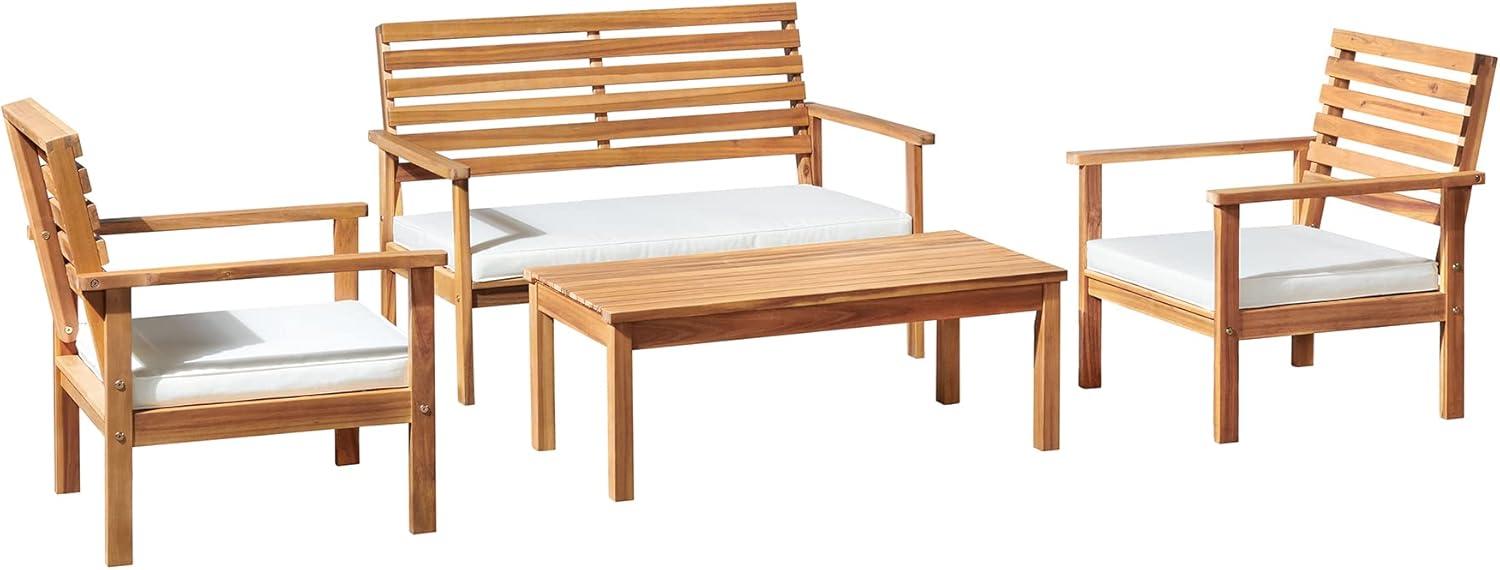 Orwell Acacia Wood 4-Piece Outdoor Conversation Set with Cushions