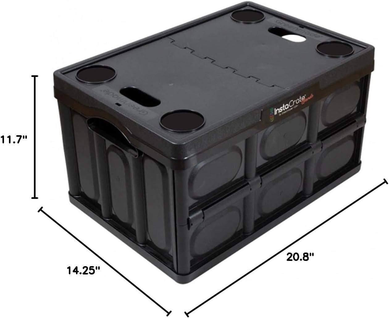 Black Recycled Plastic Collapsible Storage Container with Lid, 16.5 Gallon