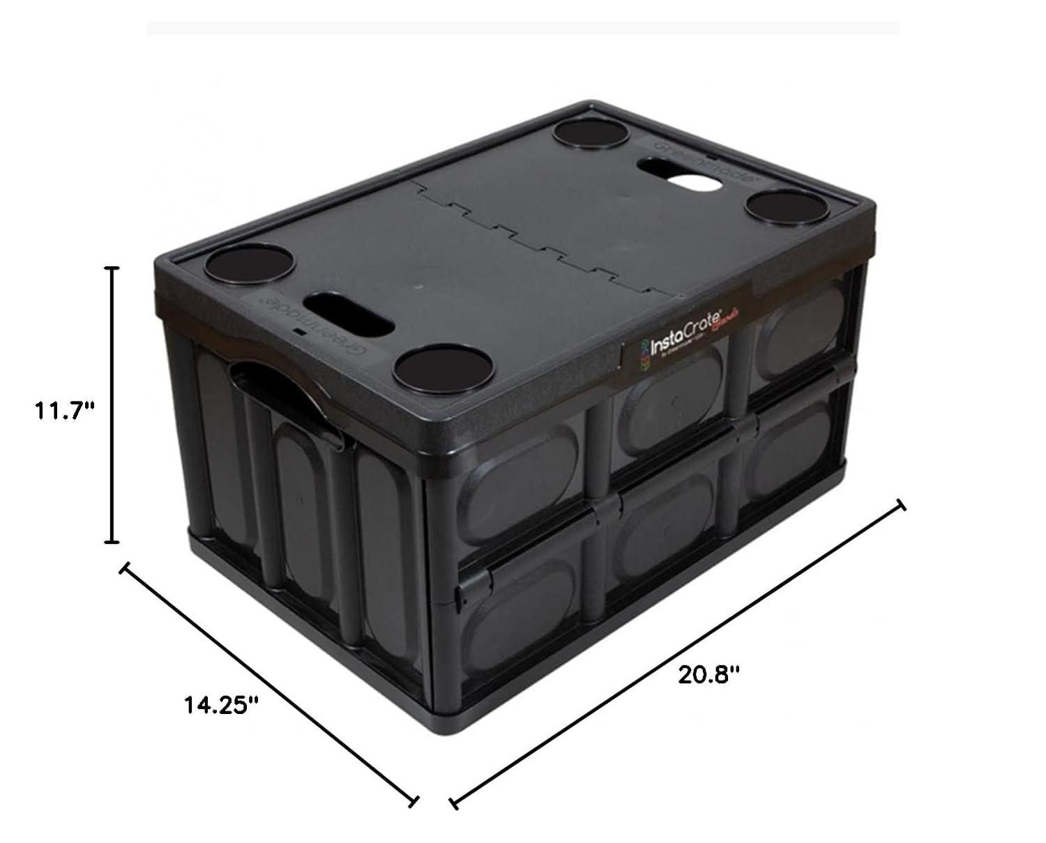 Black Recycled Plastic Collapsible Storage Container with Lid, 16.5 Gallon