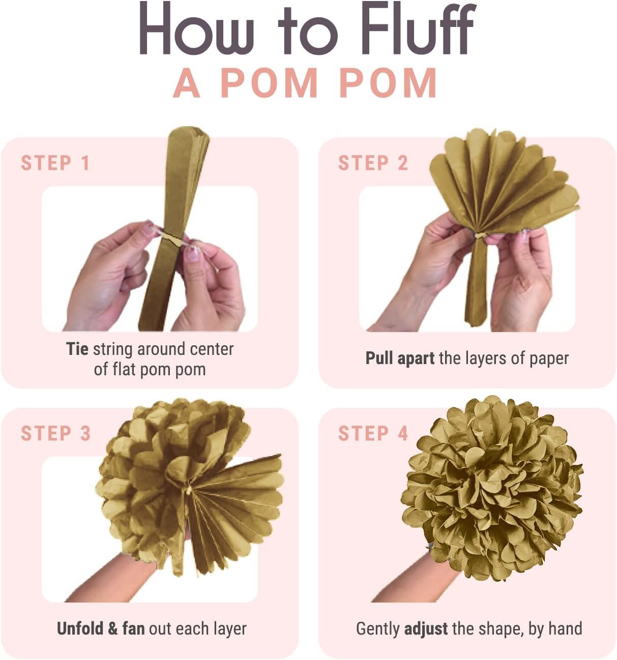 EpiqueOne 22pc Pink, Gold, and Ivory Decorative Party Decoration Kit with Paper Pom Poms and Lanterns