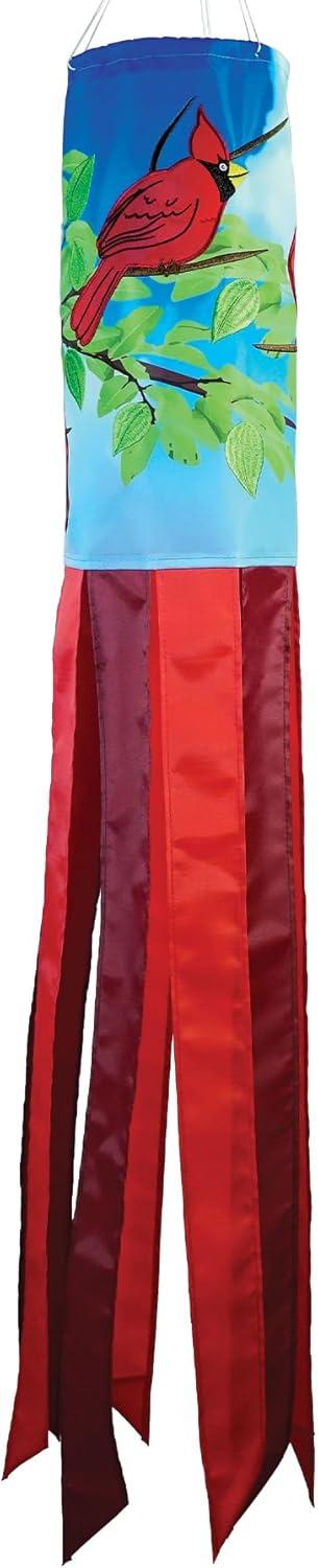 In the Breeze 5212 — Cardinal 40-inch Inspiration Windsock — Colorful Hanging Garden Décor with Embroidered Details