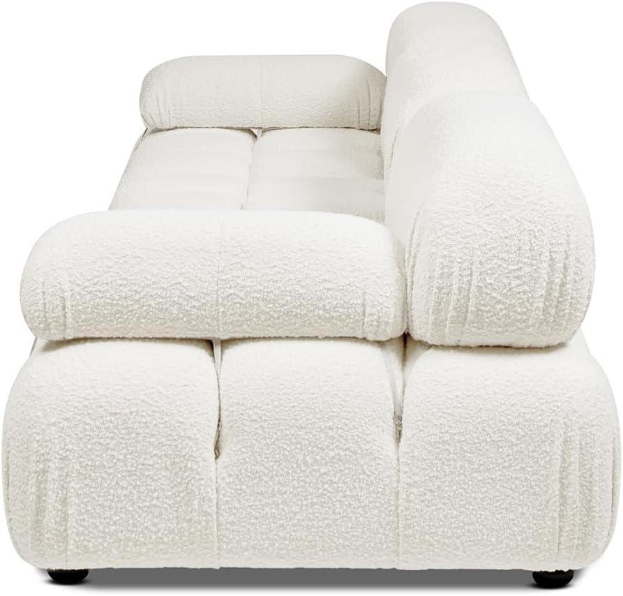 Marcel 109.5" Bubble Modular Modern 3-Piece Sofa, Ivory White Boucle