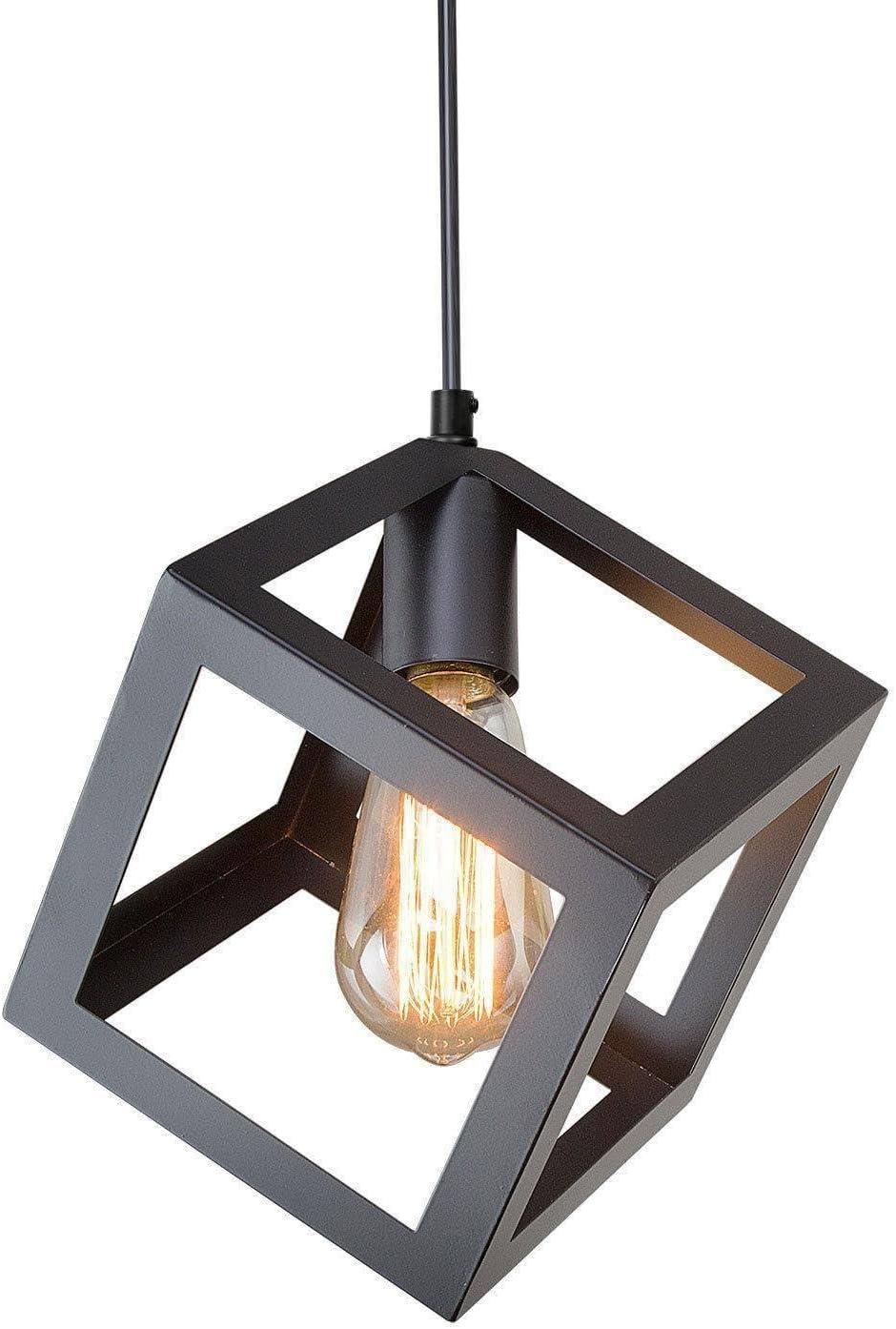 1-Light Matte Black Modern/Contemporary Geometric LED Mini Kitchen Island Light, Kitchen Island Chandeliers Light for Dining Room, Kitchen Island, Bedroom