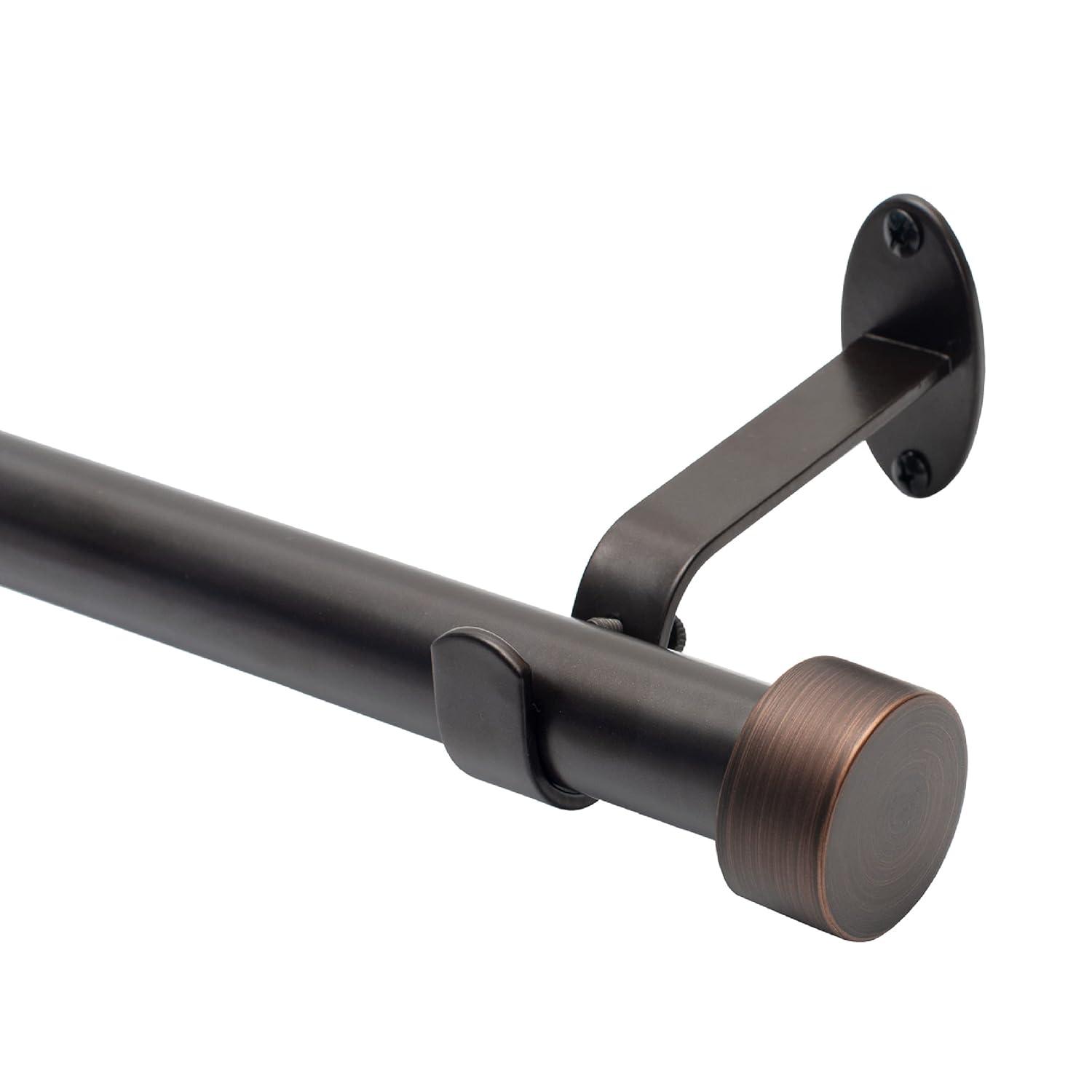 Serena 1" Window Drapery Single Curtain Rod with Contemporary Finial - 86" - Antique Bronze - Elrene Home Fashions