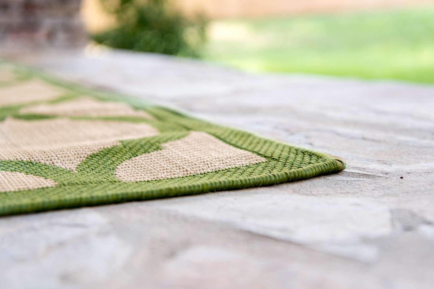 Unique Loom 6' 1 x 9' 0 Beige and Green Outdoor Trellis Moroccan Area Rug