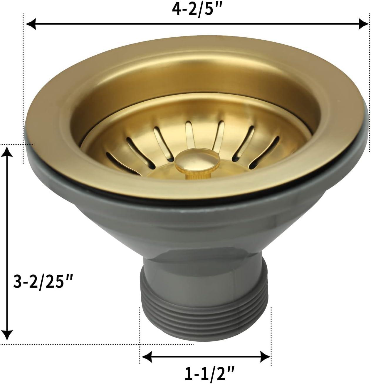Brushed Gold Brass Kitchen Sink Strainer Stopper