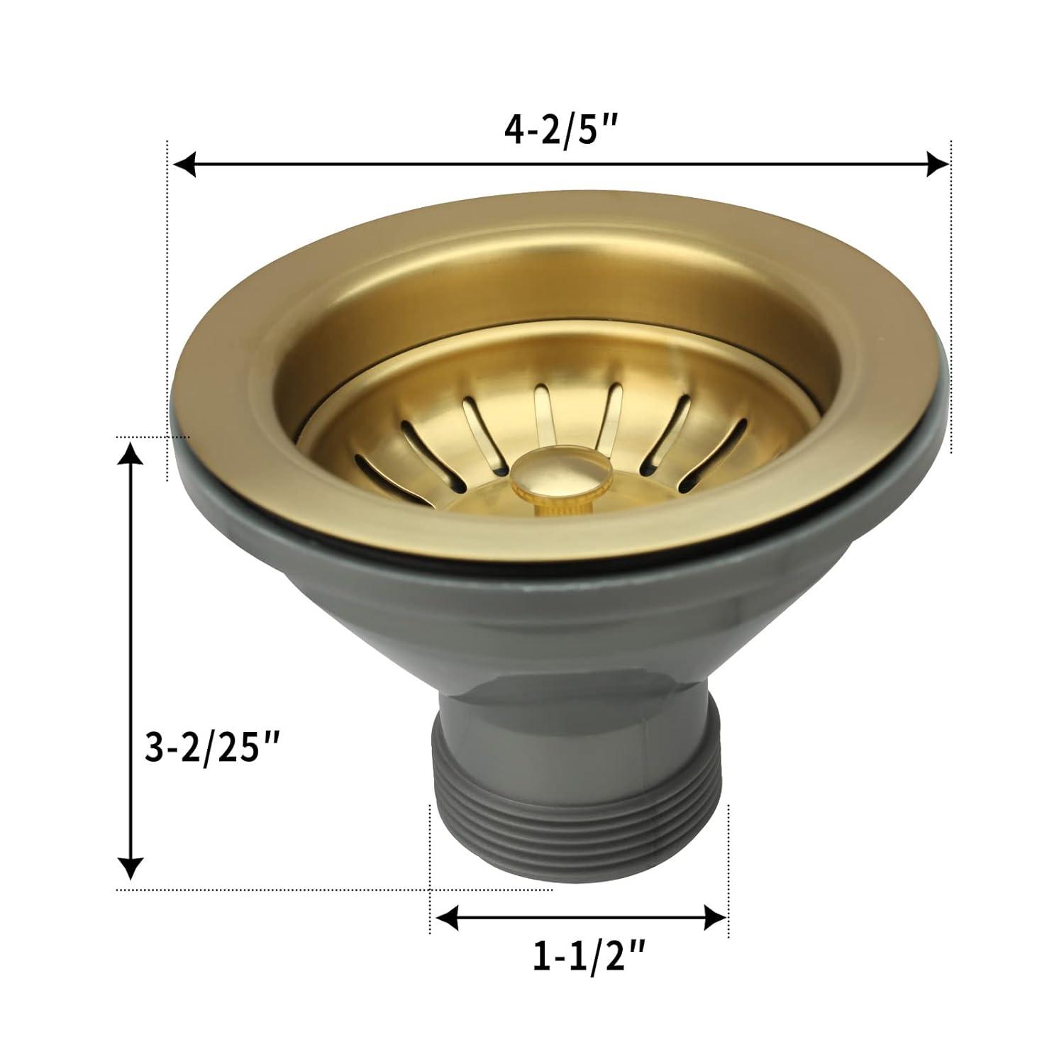 Brushed Gold Brass Kitchen Sink Strainer Stopper