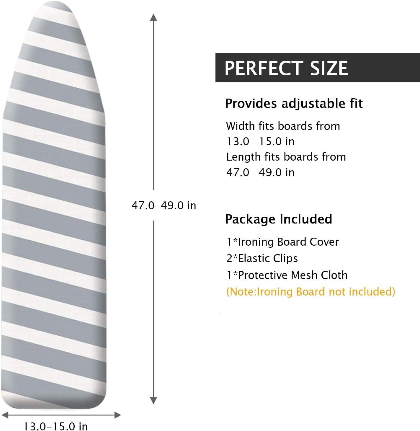 SheeChung 49"x15" Ironing Board Cover and Pad - with Elasticized Edges and 2 Connecting Straps,Premium Heavy Duty 4-Layer Silicone Coated Cover,Heat Reflective,Scorch Resistant