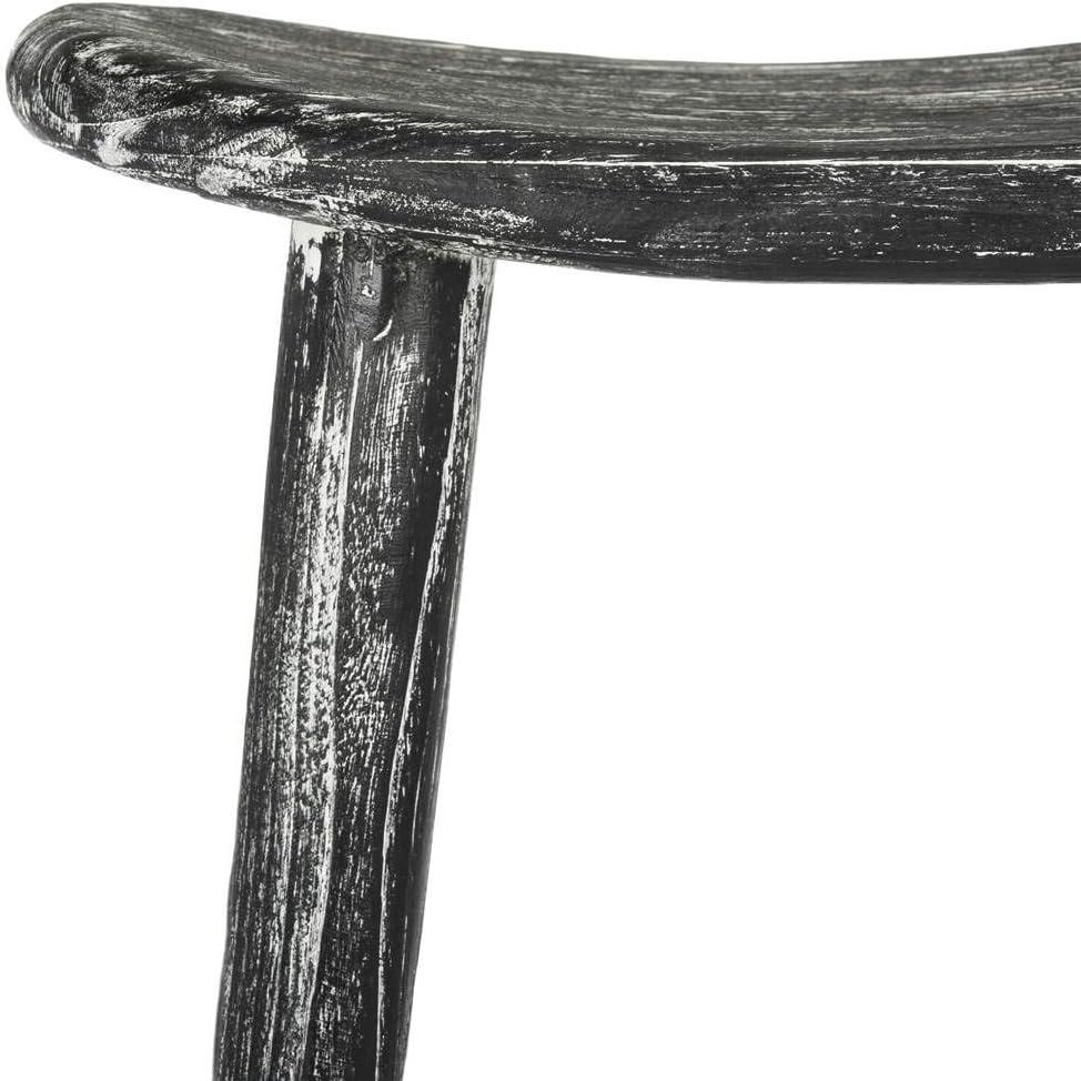 Colton Wood Counter Stool - Black/White Wash/Sungkai Wood - Safavieh