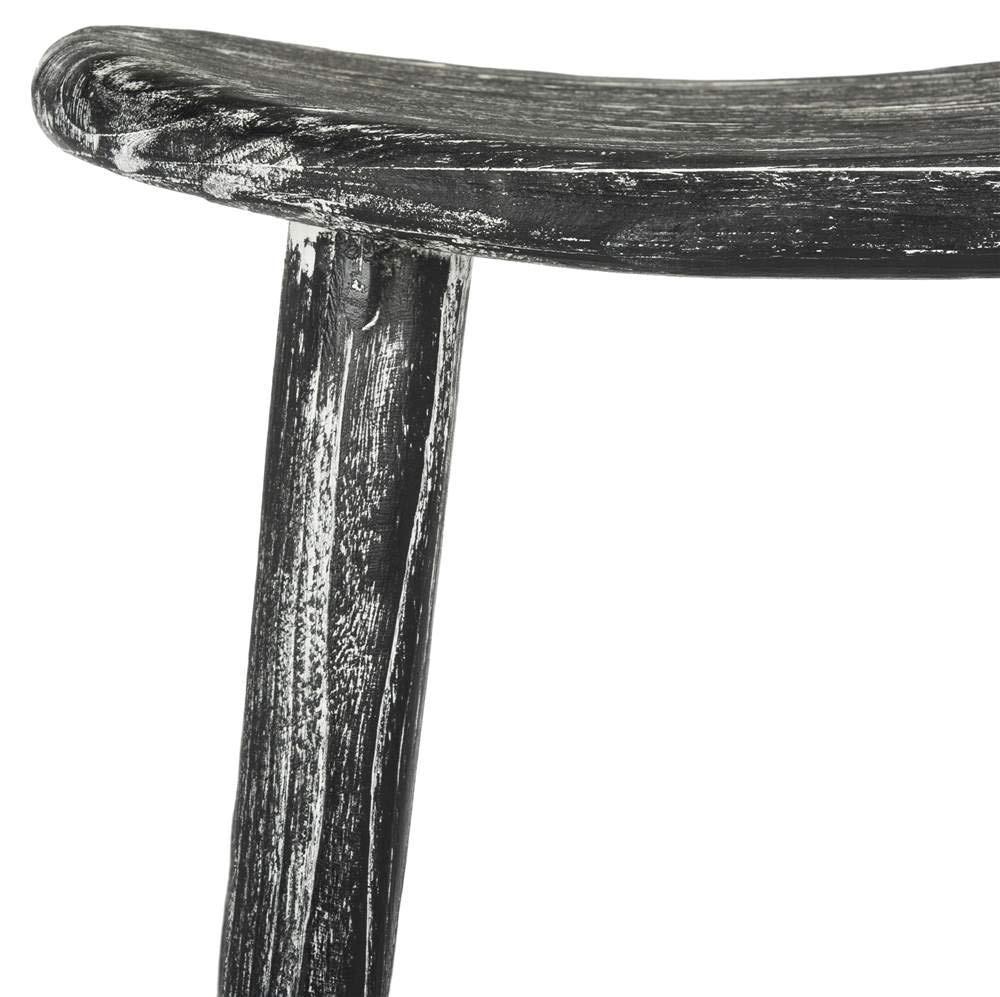 Colton Wood Counter Stool - Black/White Wash/Sungkai Wood - Safavieh