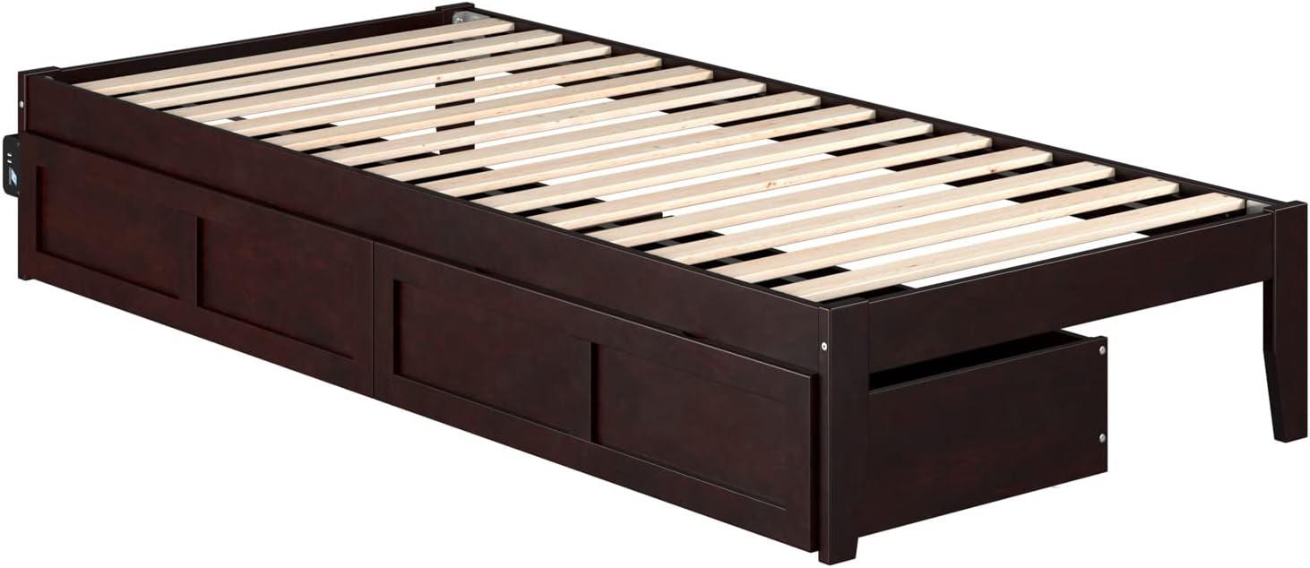 Twin XL Colorado Bed with 2 Drawers Espresso - AFI: Wood Frame, No Box Spring Needed, Storage Solution