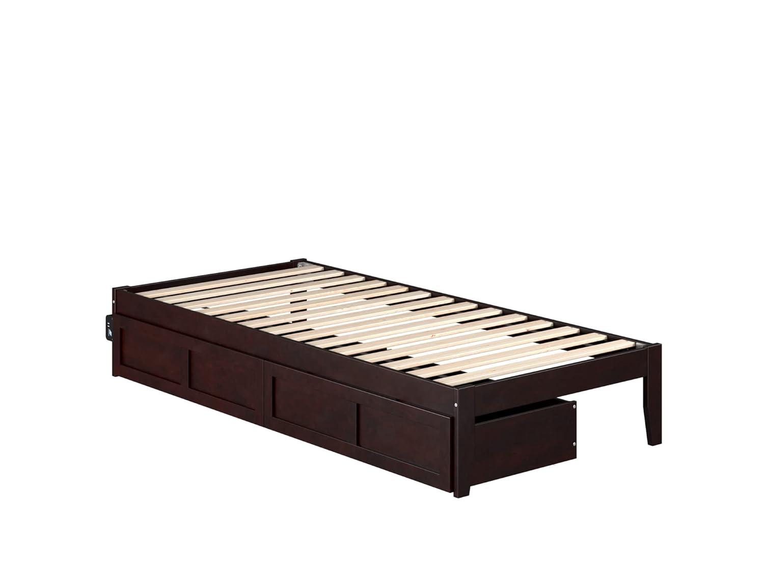 Twin XL Colorado Bed with 2 Drawers Espresso - AFI: Wood Frame, No Box Spring Needed, Storage Solution