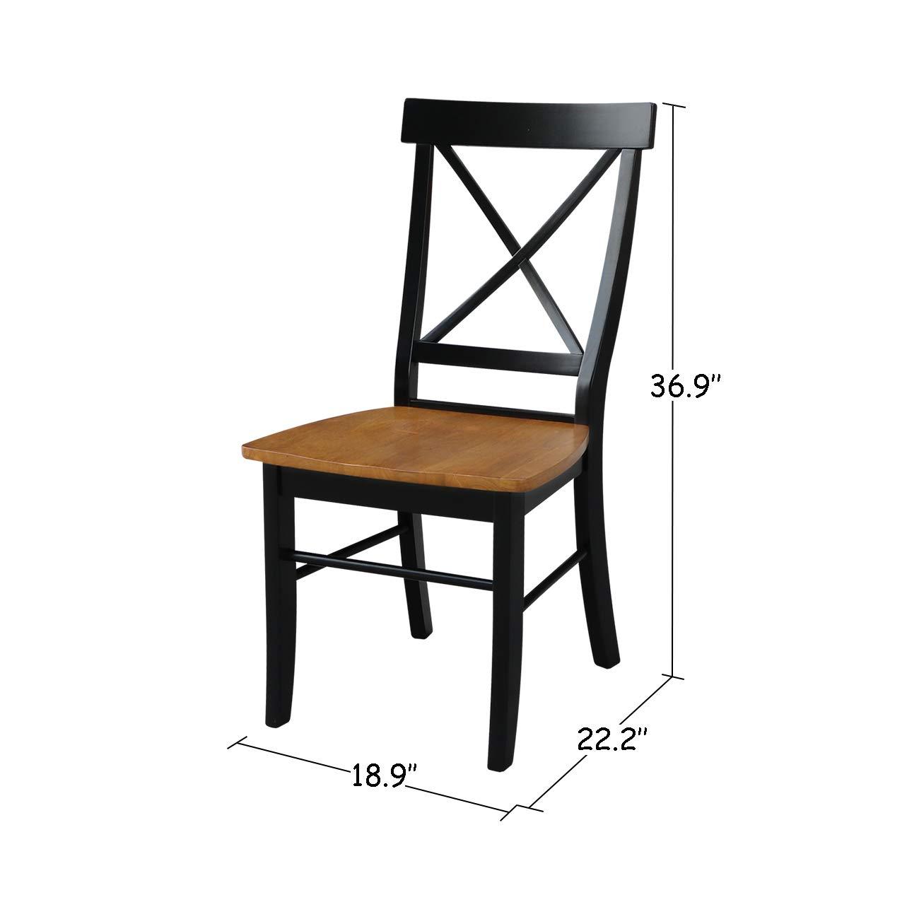 International Concepts Set of 2 X Back Chairs with Solid Wood Seats Black/Cherry Red: Hardwood Frame, Mid-Century Style