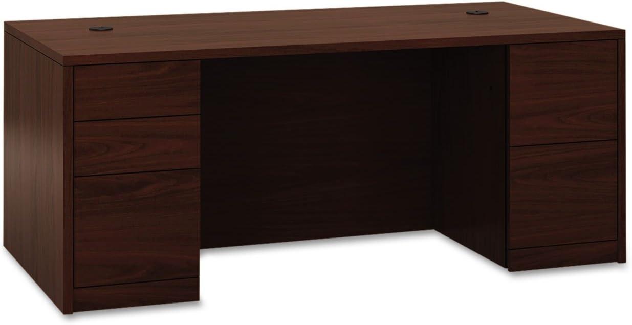 Mahogany Executive Desk with Drawers and Filing Cabinet