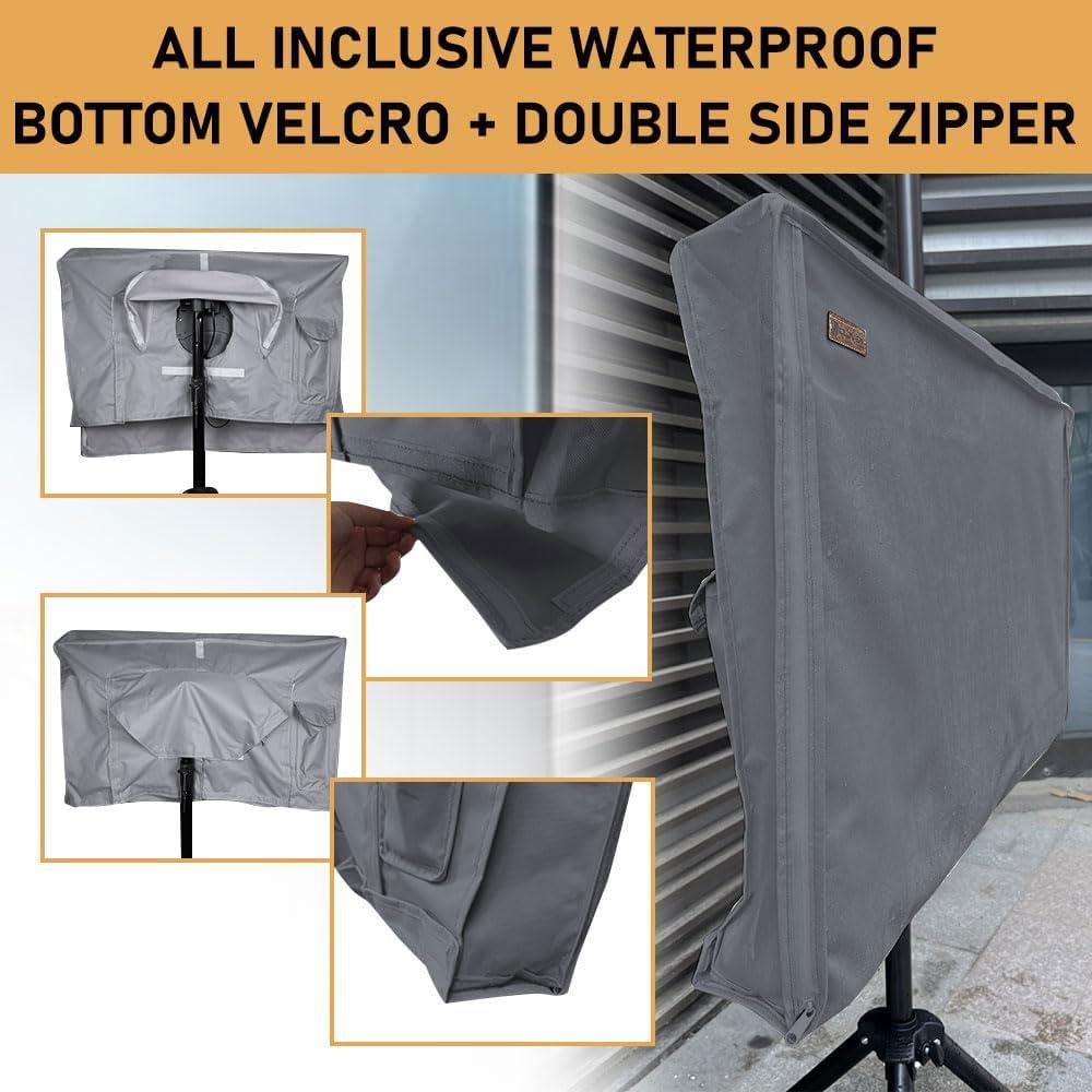 Outdoor TV Cover 41-43 Inches, HOMEYA 600D Heavy Duty Weatherproof TV Enclosure with Front Flap, Waterproof Zipper+Bottom Cover, for Outside LED LCD Flat Screen TVs-Cover Size 40.5''L x 24''H x 4.5"W