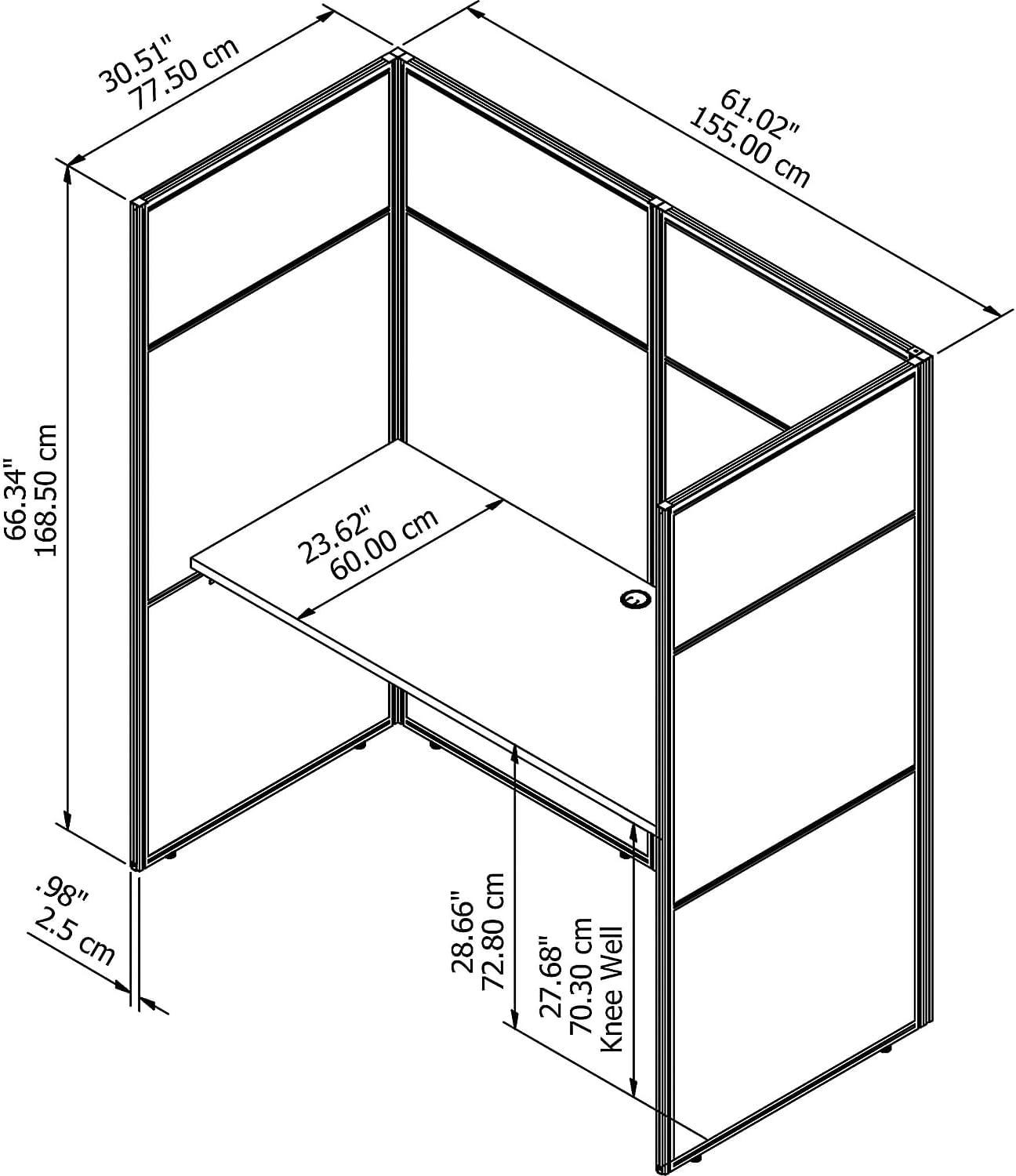 Bush Business Furniture Easy Office Rectangle 1 Person Cubicle with Cable Management