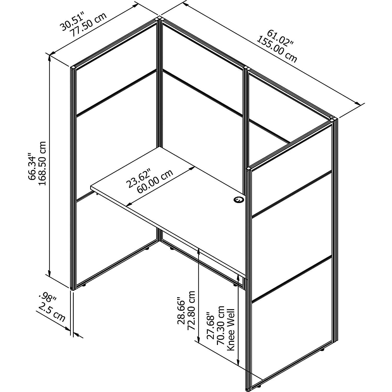Bush Business Furniture Easy Office Rectangle 1 Person Cubicle with Cable Management