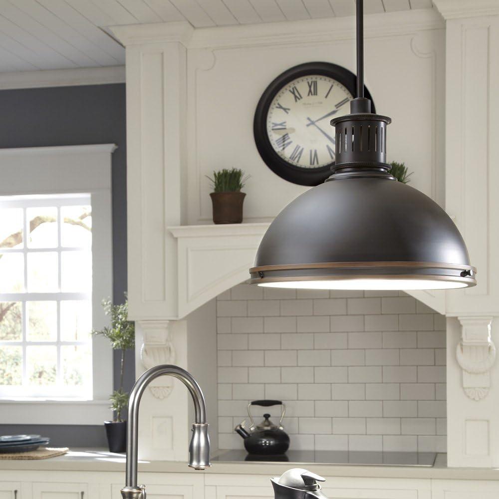 Autumn Bronze Industrial Pendant Light with Clear Glass Shade